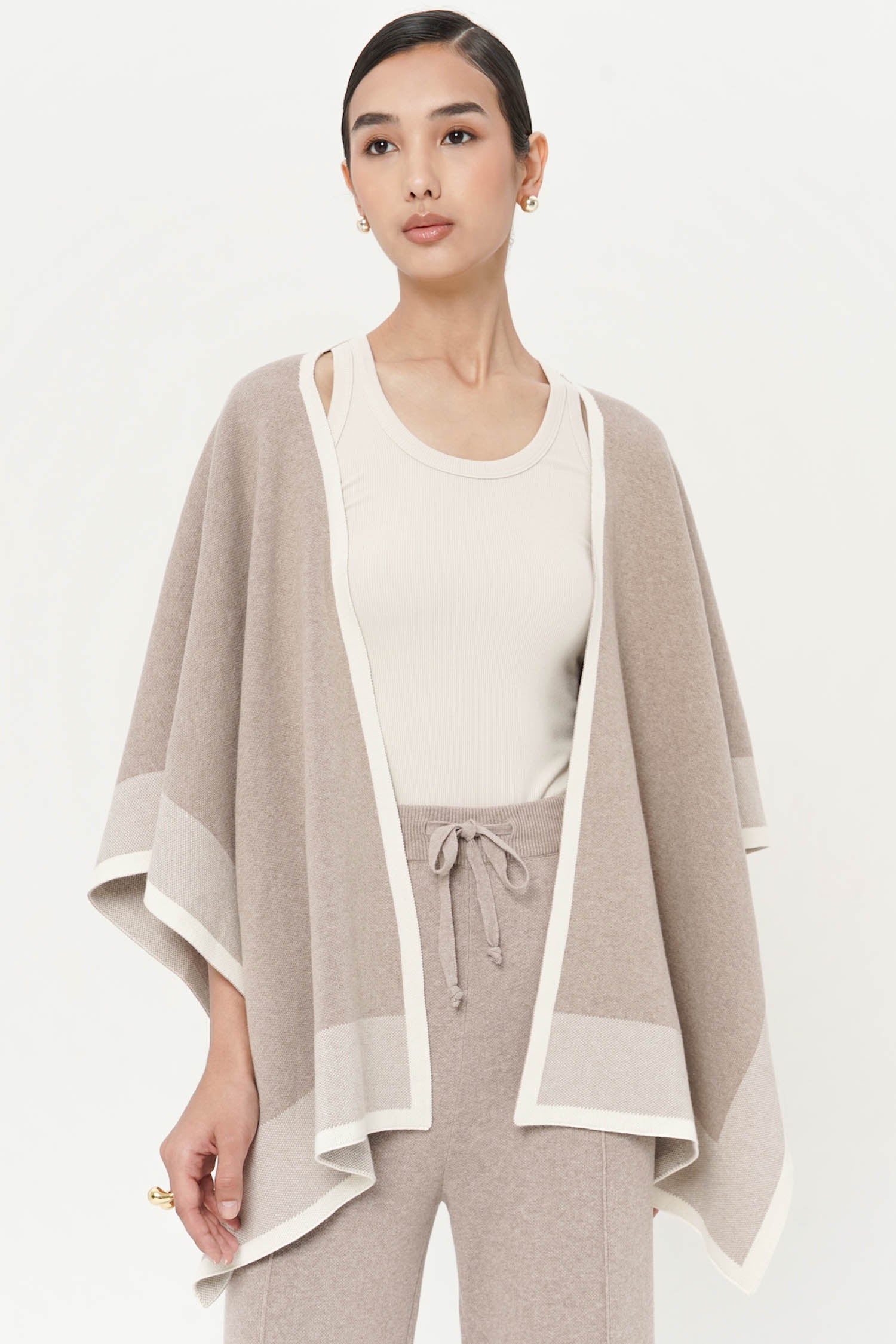 Norris Cape Shawl in Taupe Knit