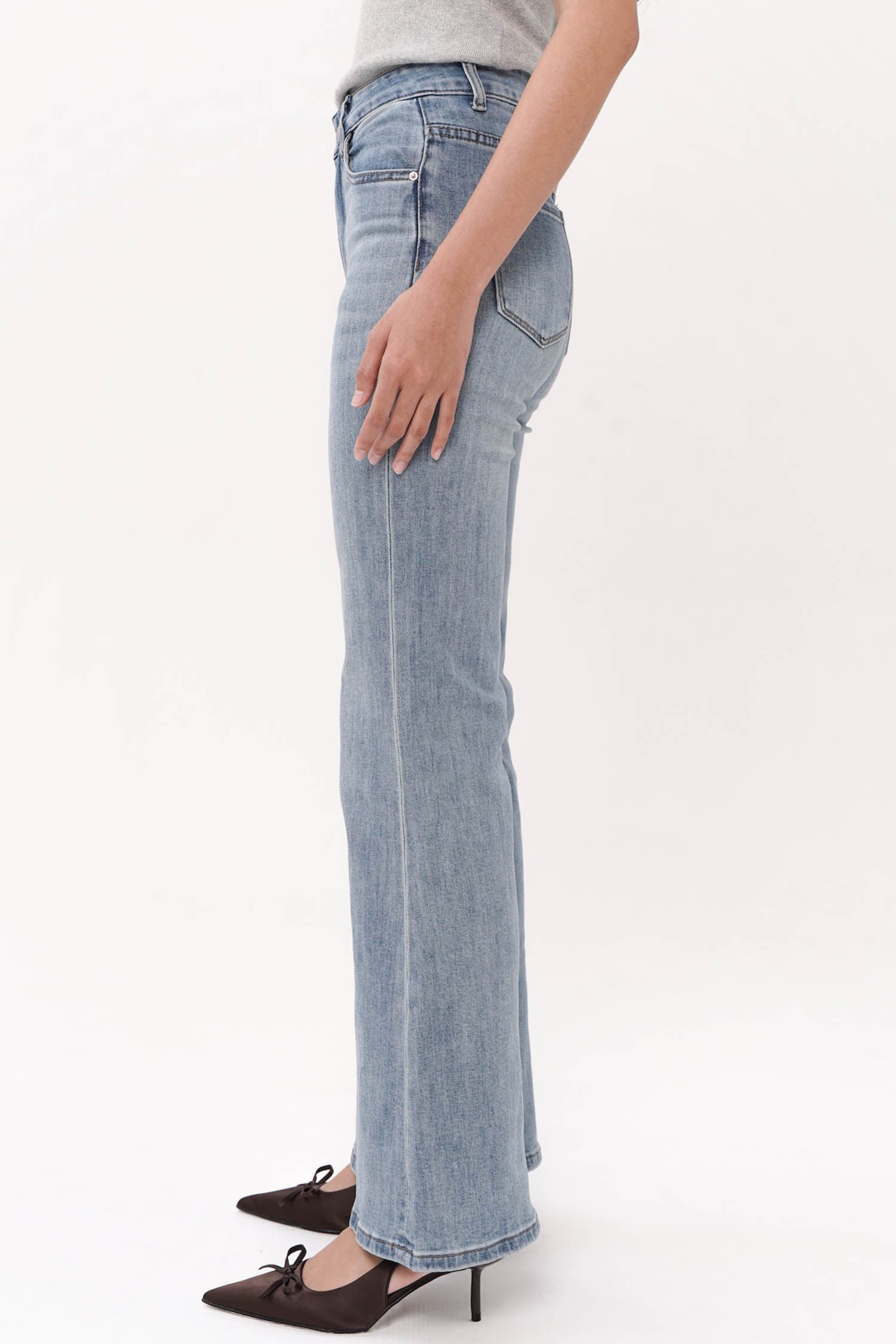 Cirino High-Waisted Flare Jeans In Light Blue