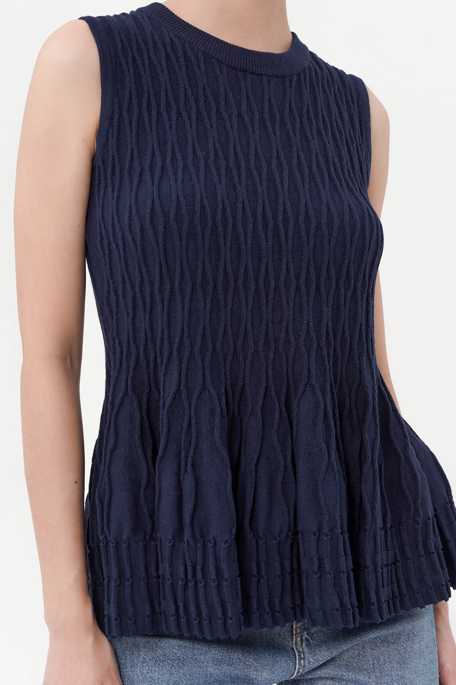 Dakota Peplum Knit Top In Navy