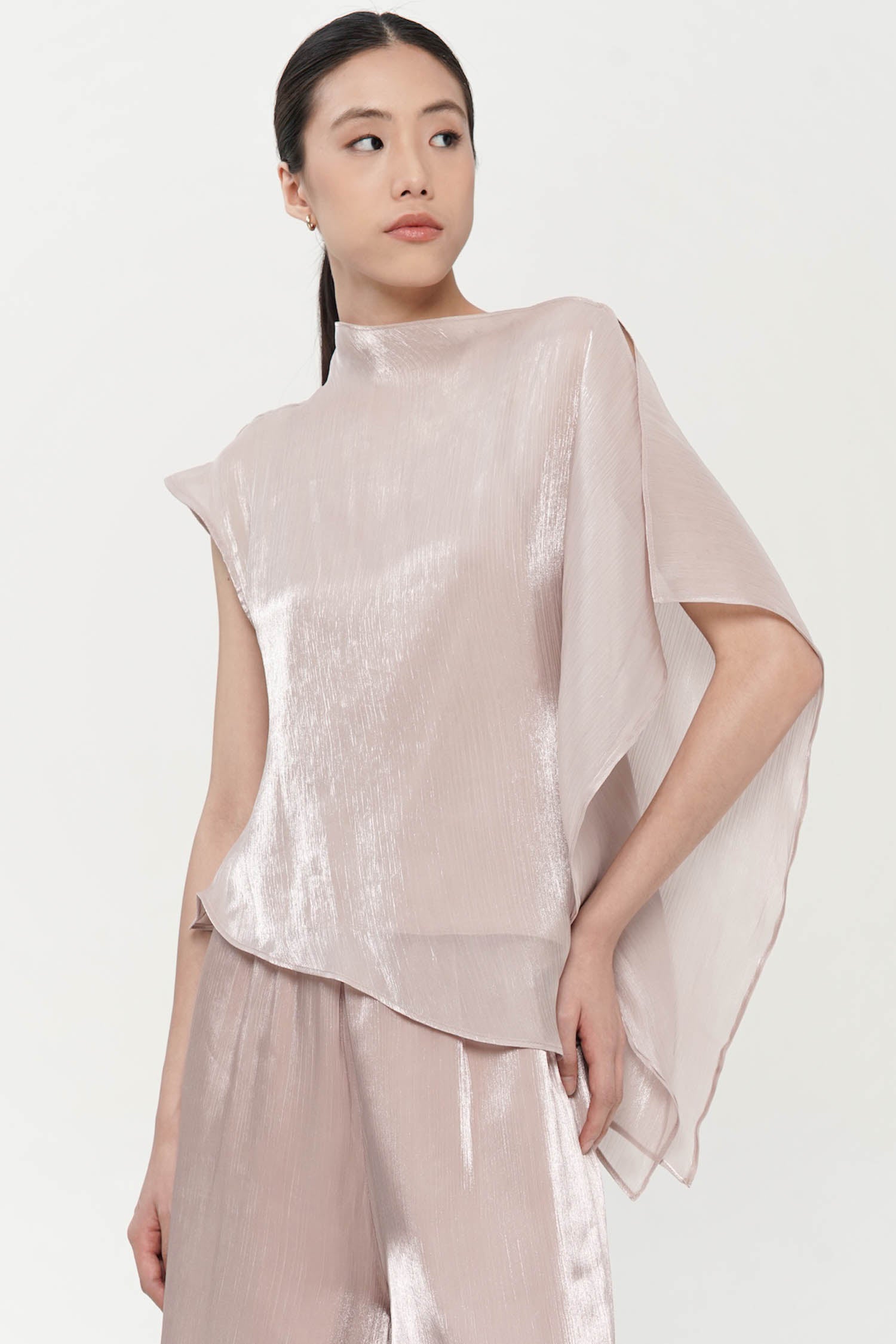 Jire Translucent Two-piece Top In Dusty Rose