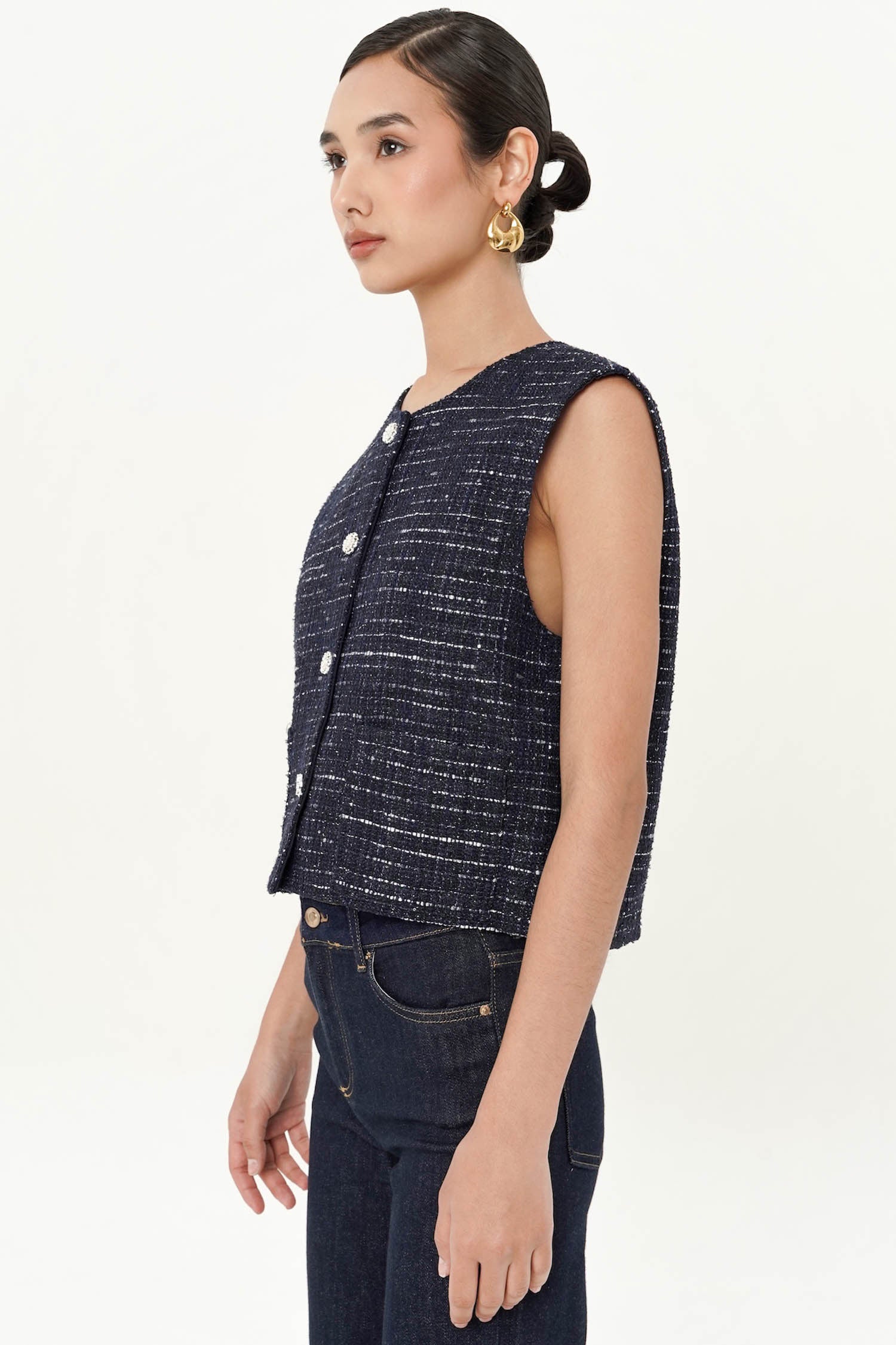 pois Tweed vest 【blue】【完売品】 Red Tornado Men's 100% Wool Vest Tweed Vest Vintage Suit