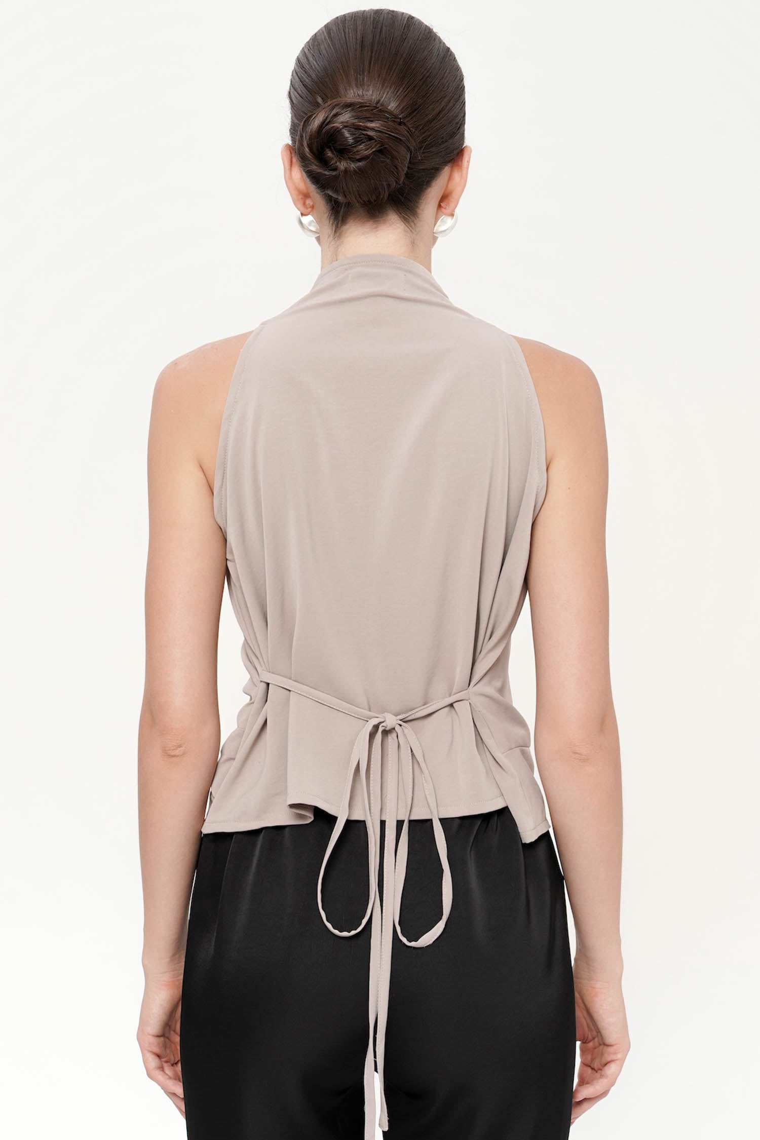 Ribadeo Wrap Top In Light Taupe