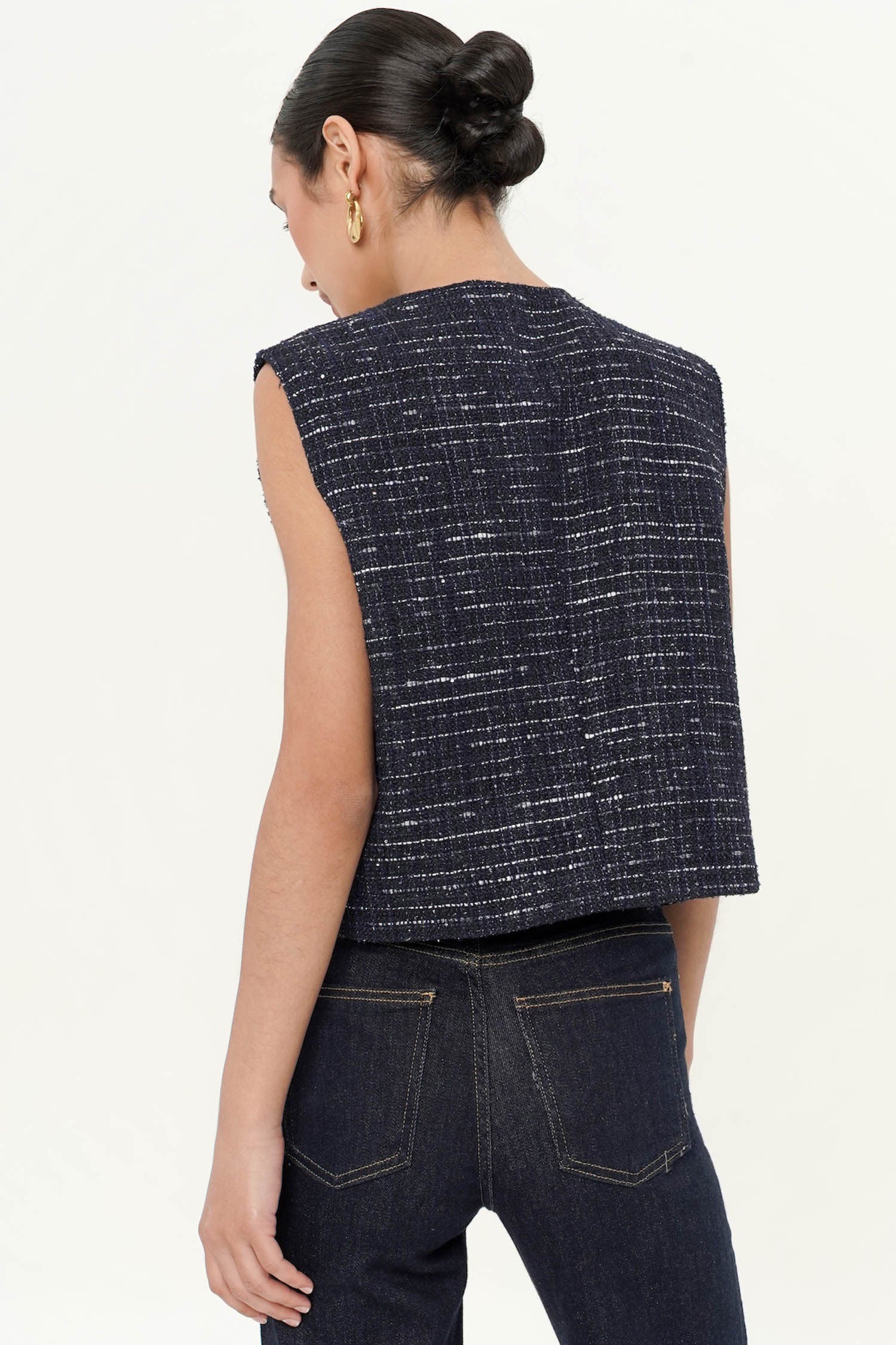 K*A様 ポワ pois Tweed vest 【blue】【完売品】 Polly Tweed Vest In Obsidian Blue