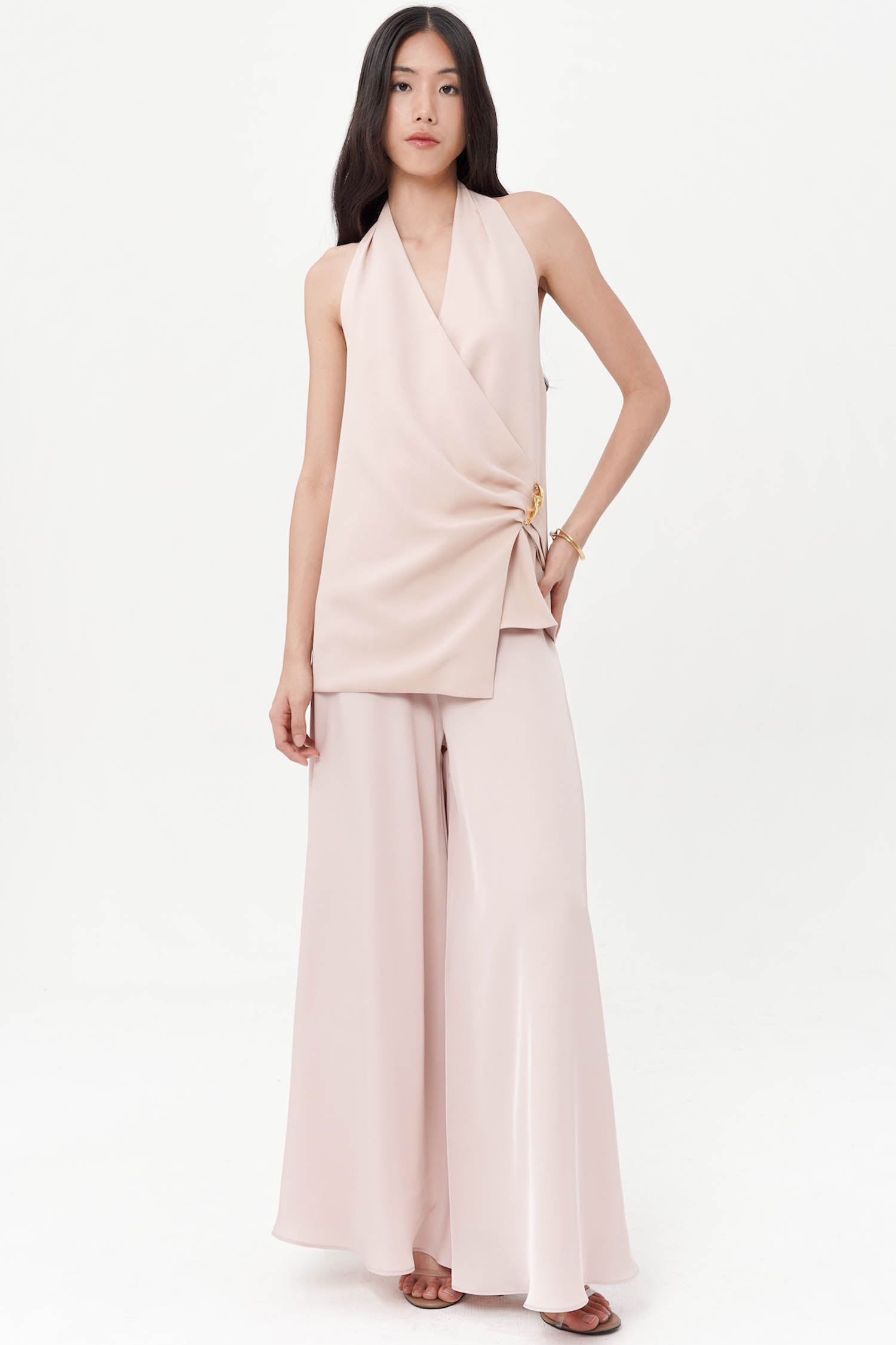 Niki Draped Top in Dusty Pink