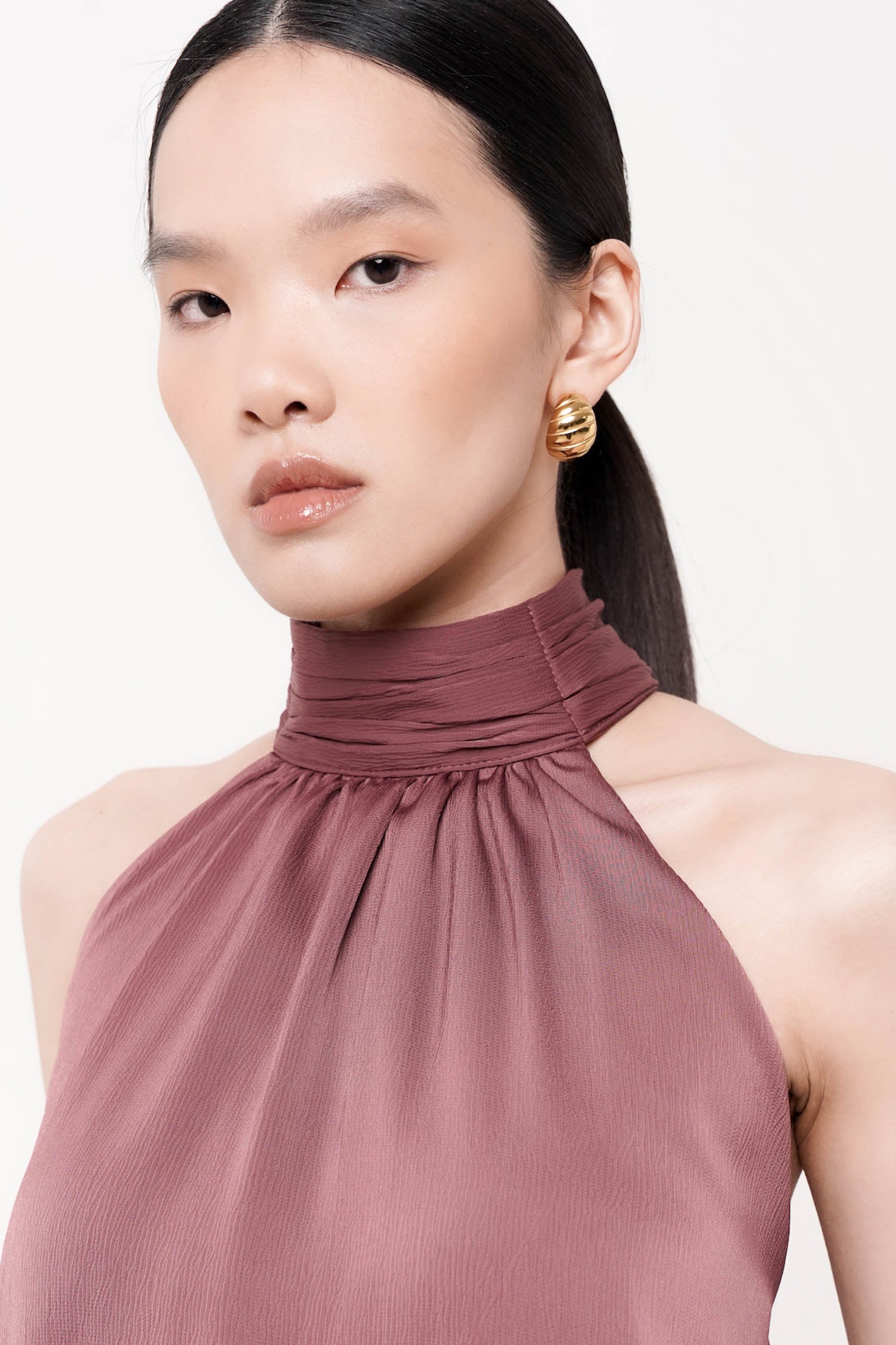 Ling Satin Top in Maroon