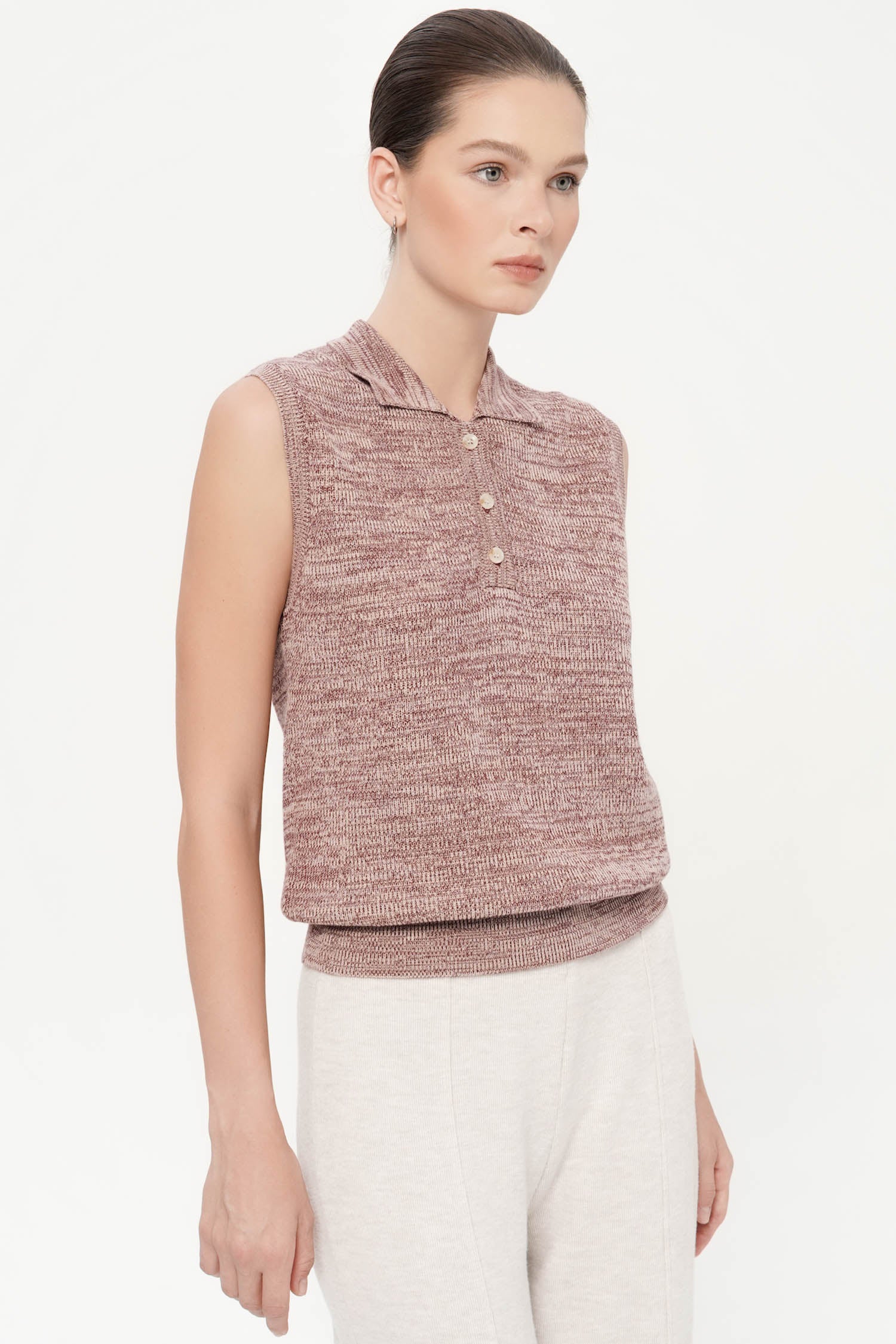 Perse Vest In Maroon