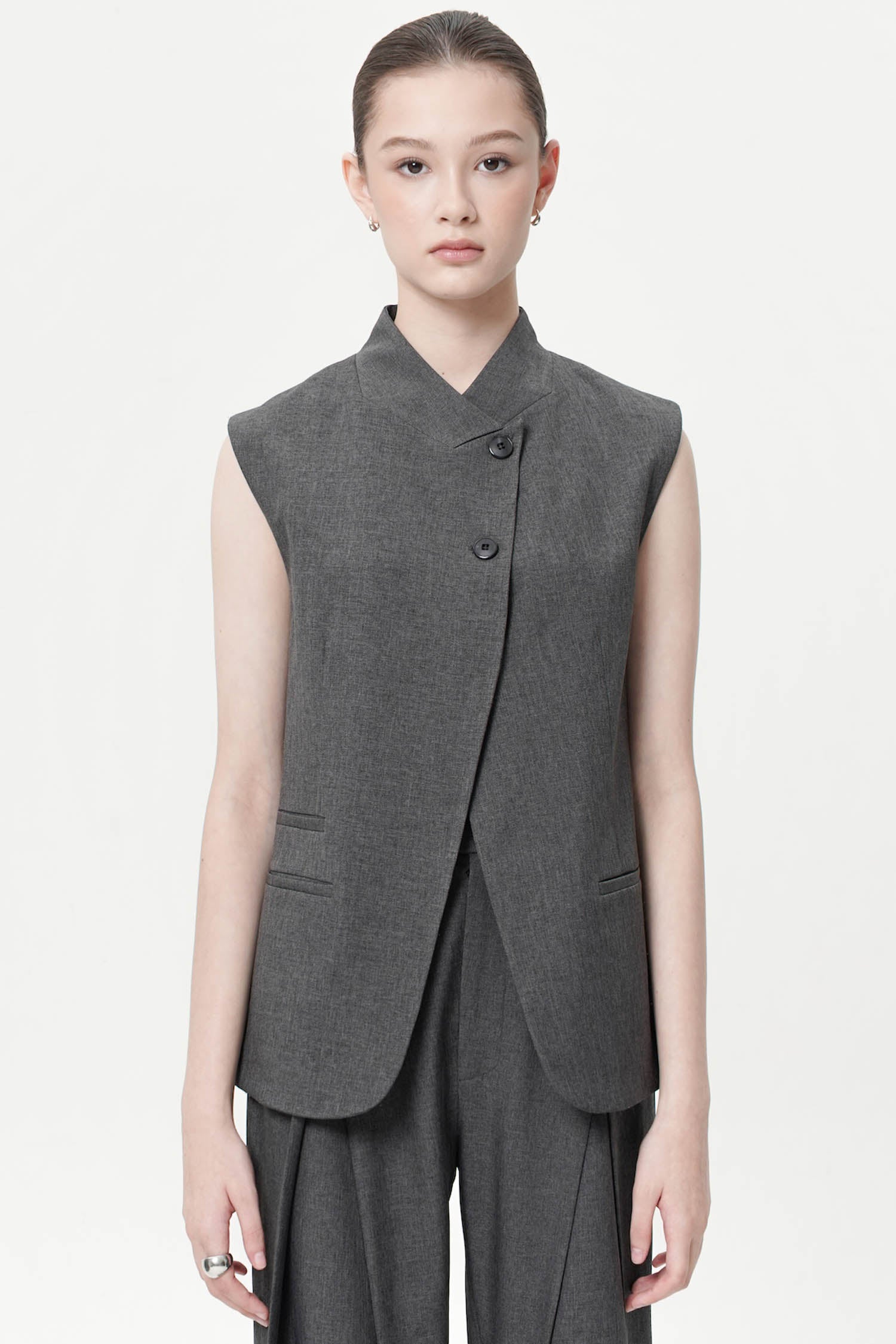 Rior Structured Vest In Ash Grey