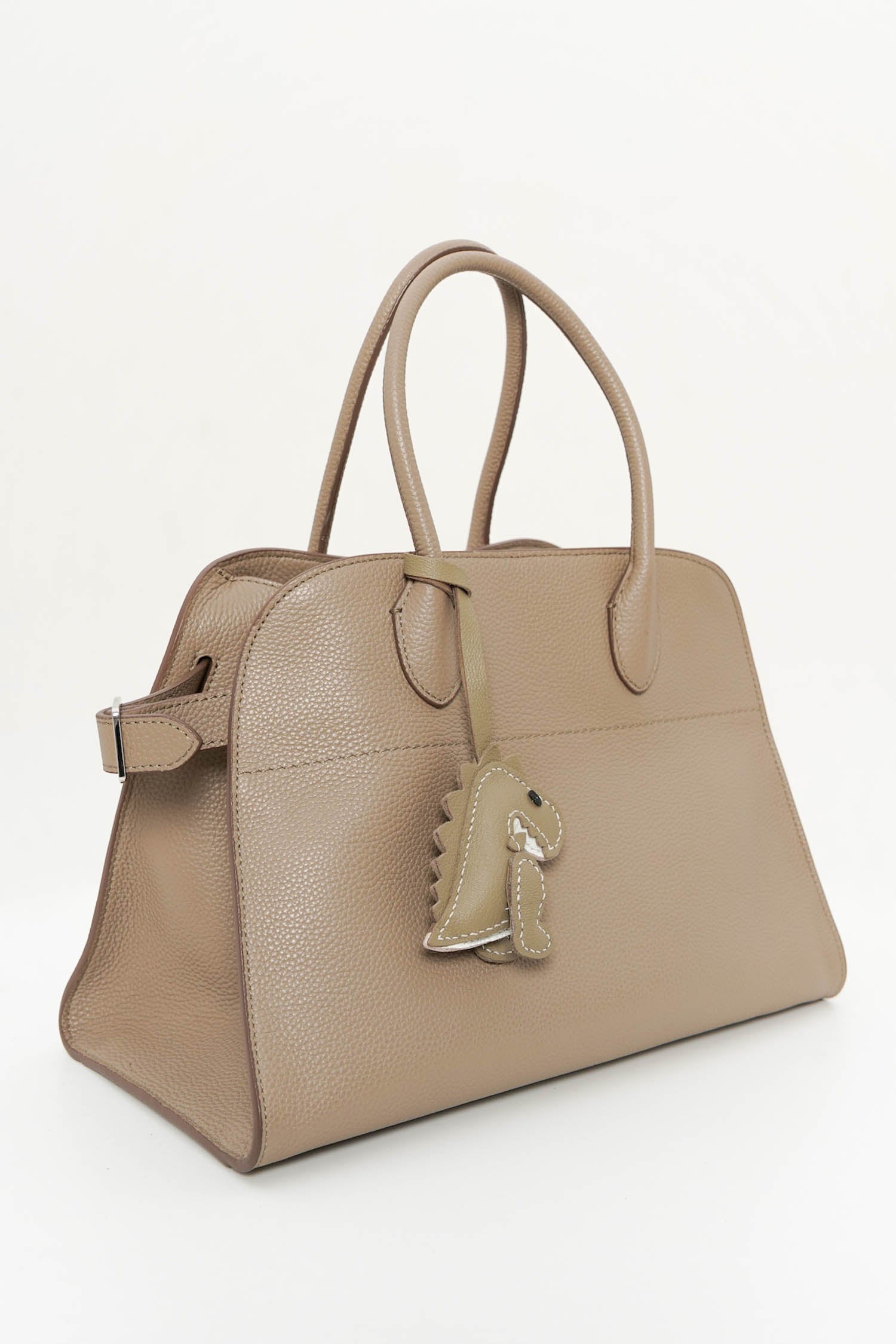 Roaring Dino Leather Charm In Taupe