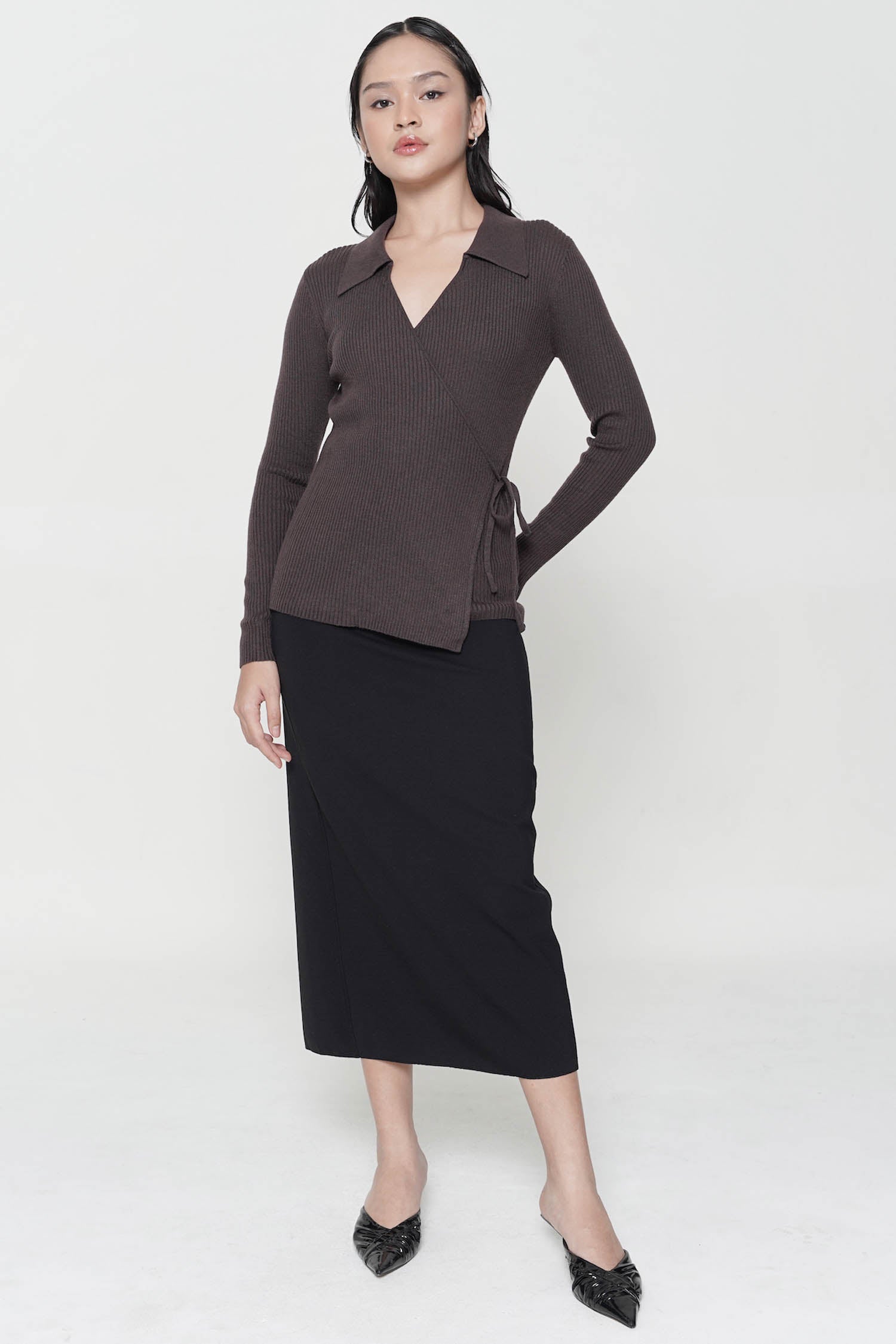 Izumi Wrap Top In Plum