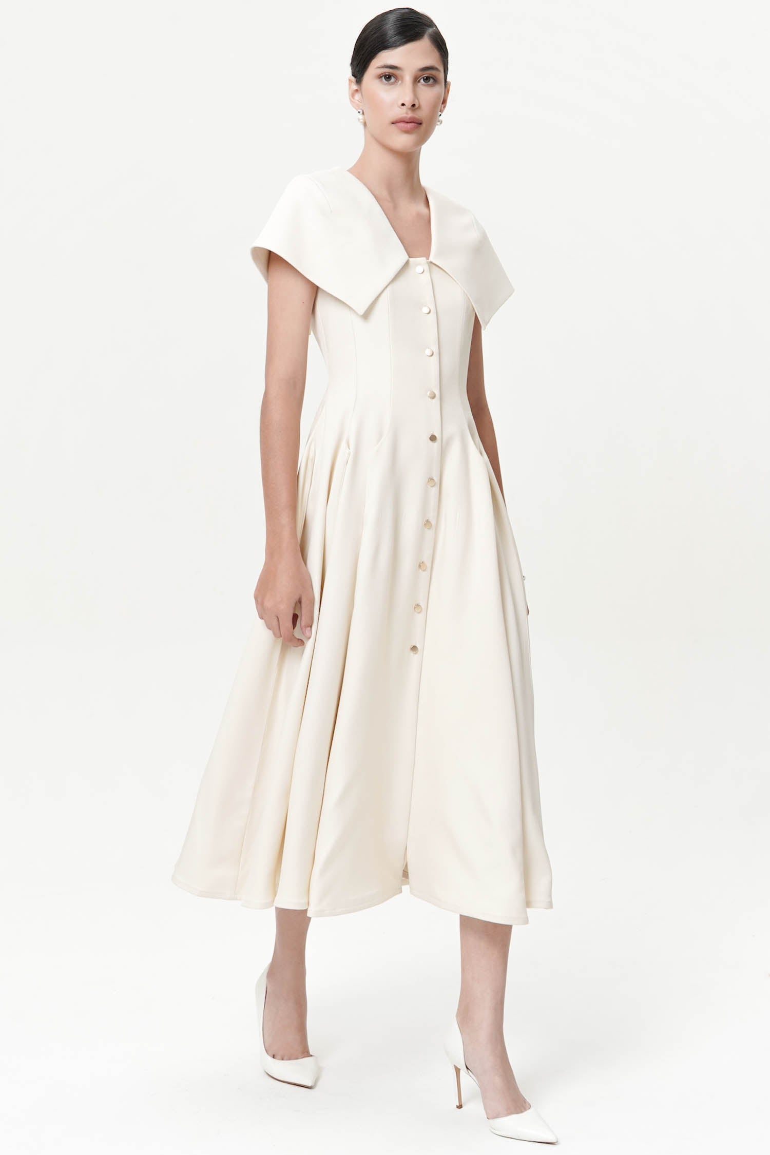 Harriet Midi Dress in Ivory