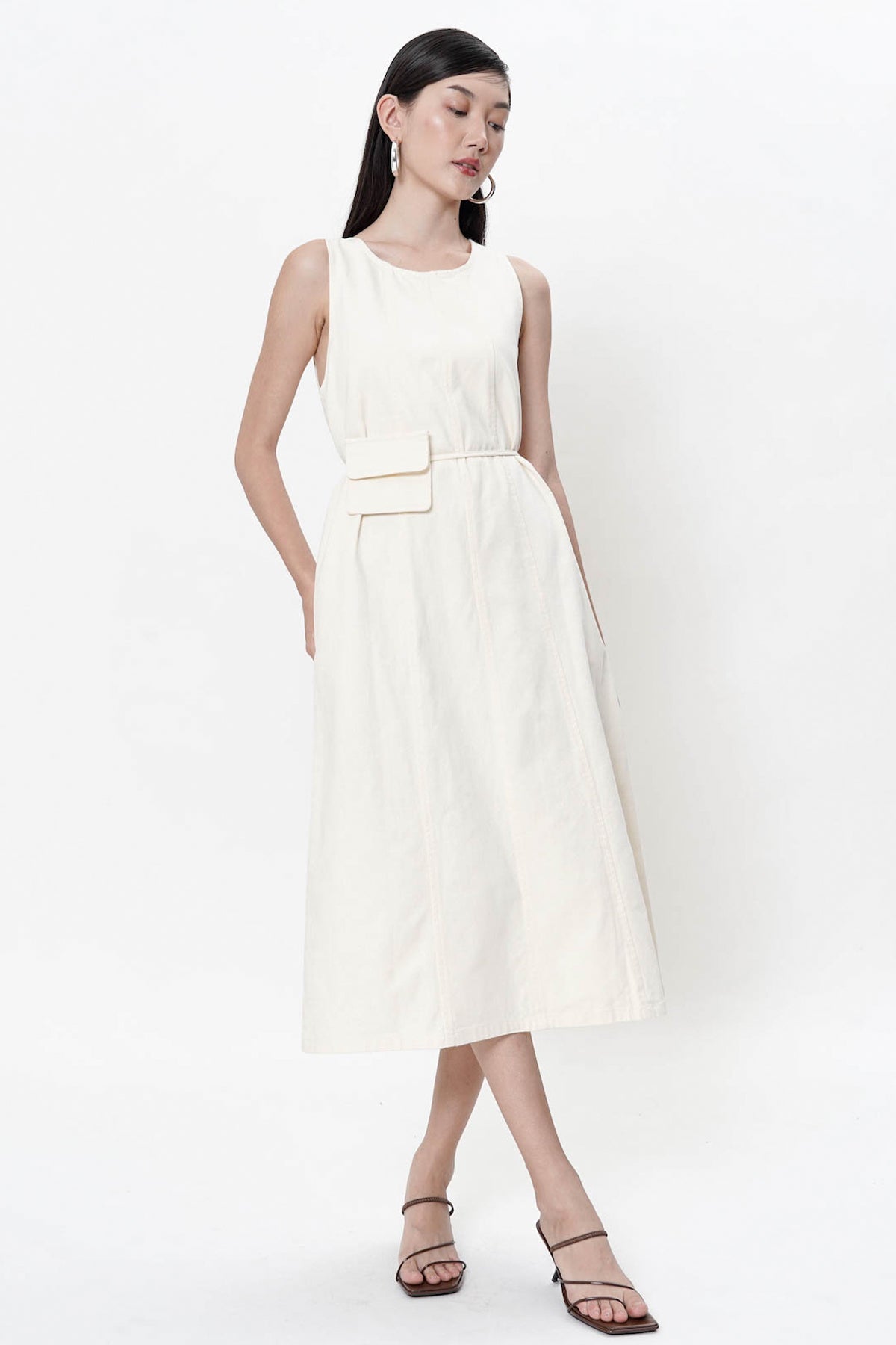 Colleta Midi Dress In Broken White (1 LEFT)