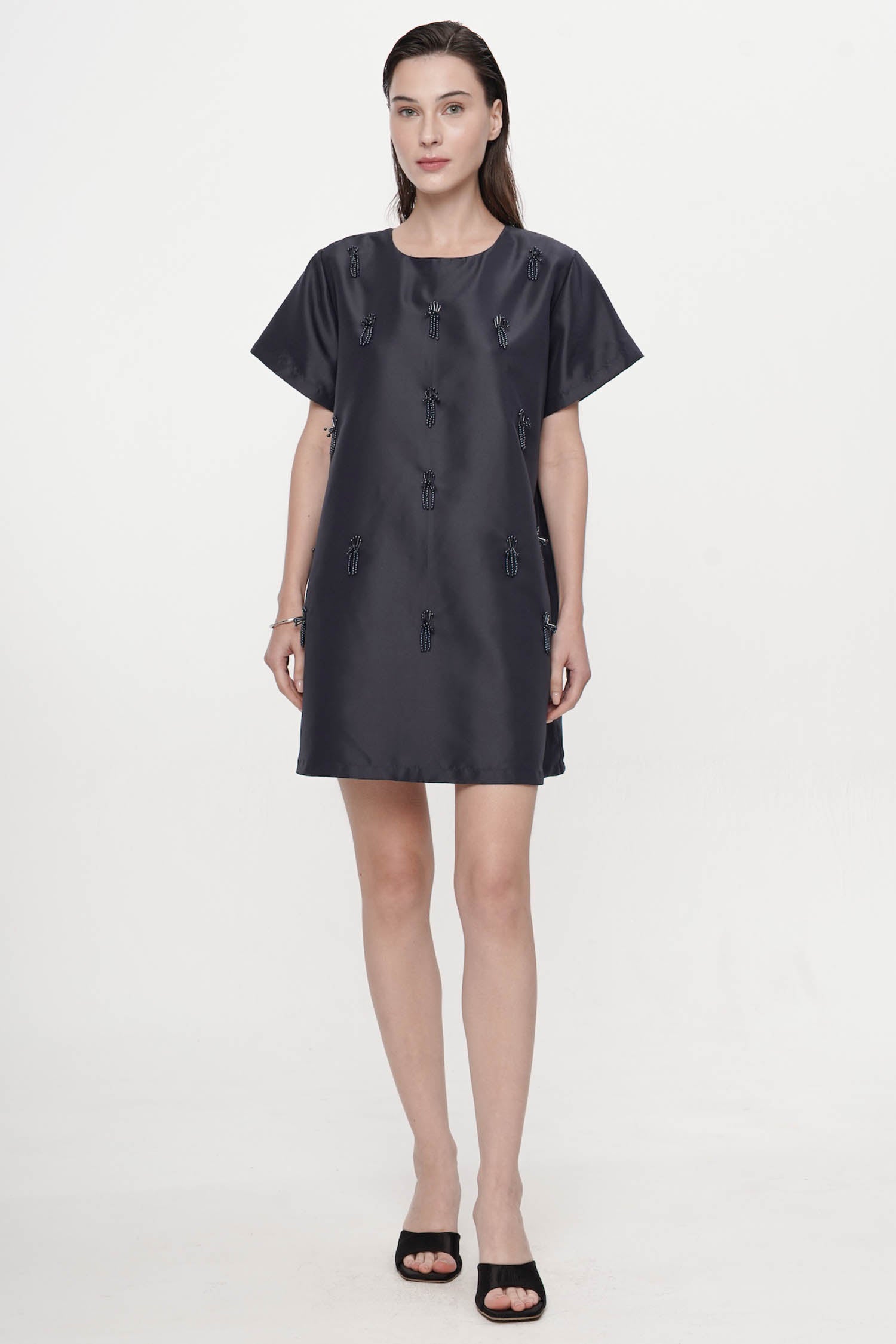 Embellished Mini Dress In Navy
