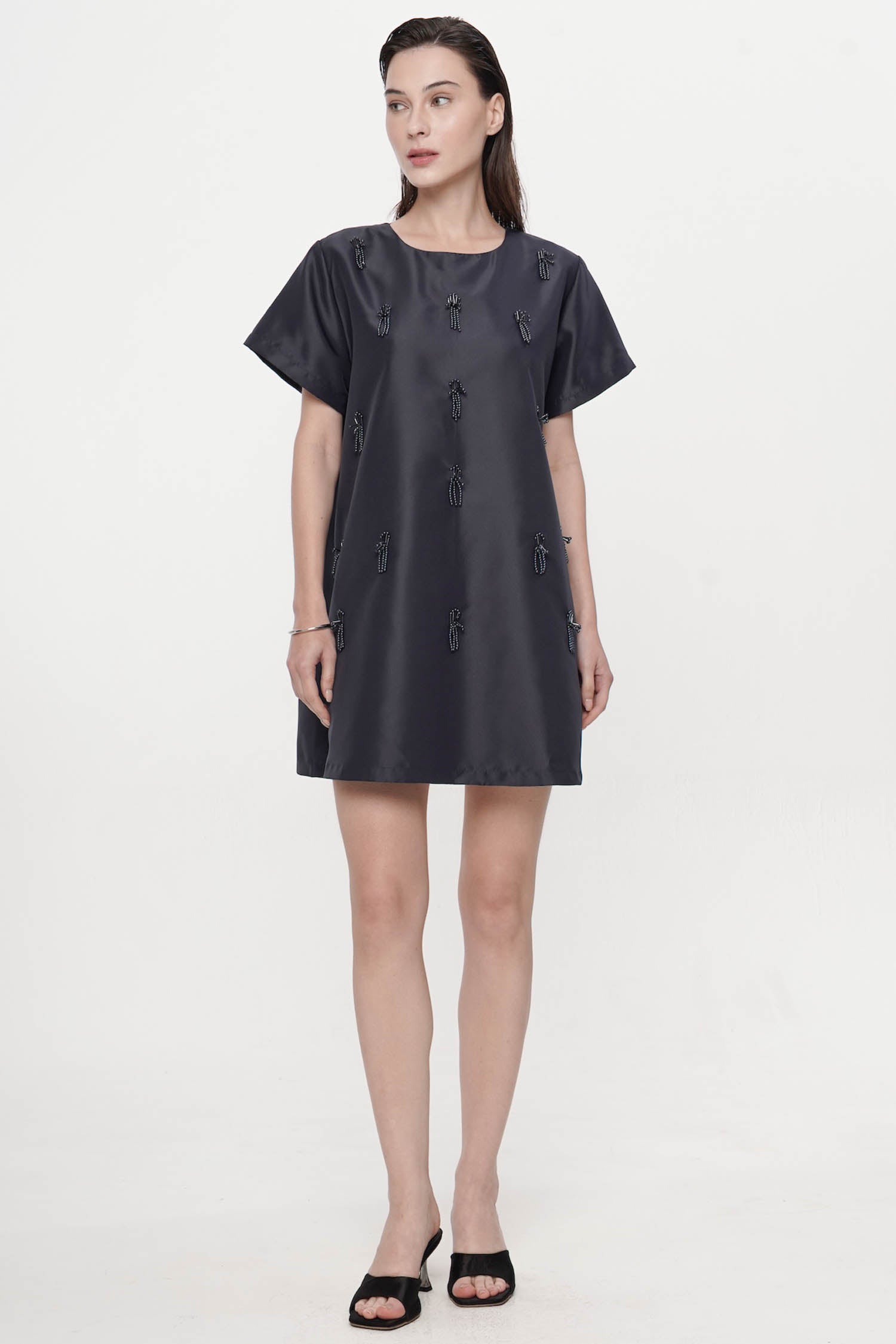 Embellished Mini Dress In Navy