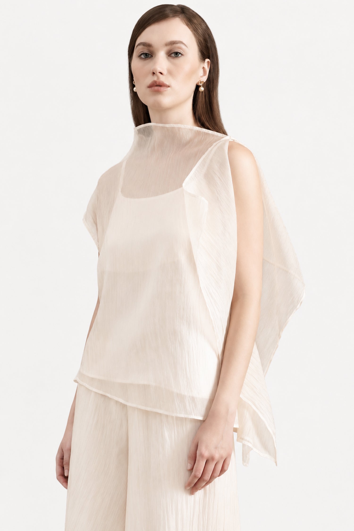 Jire Translucent Two-piece Top In Ivory