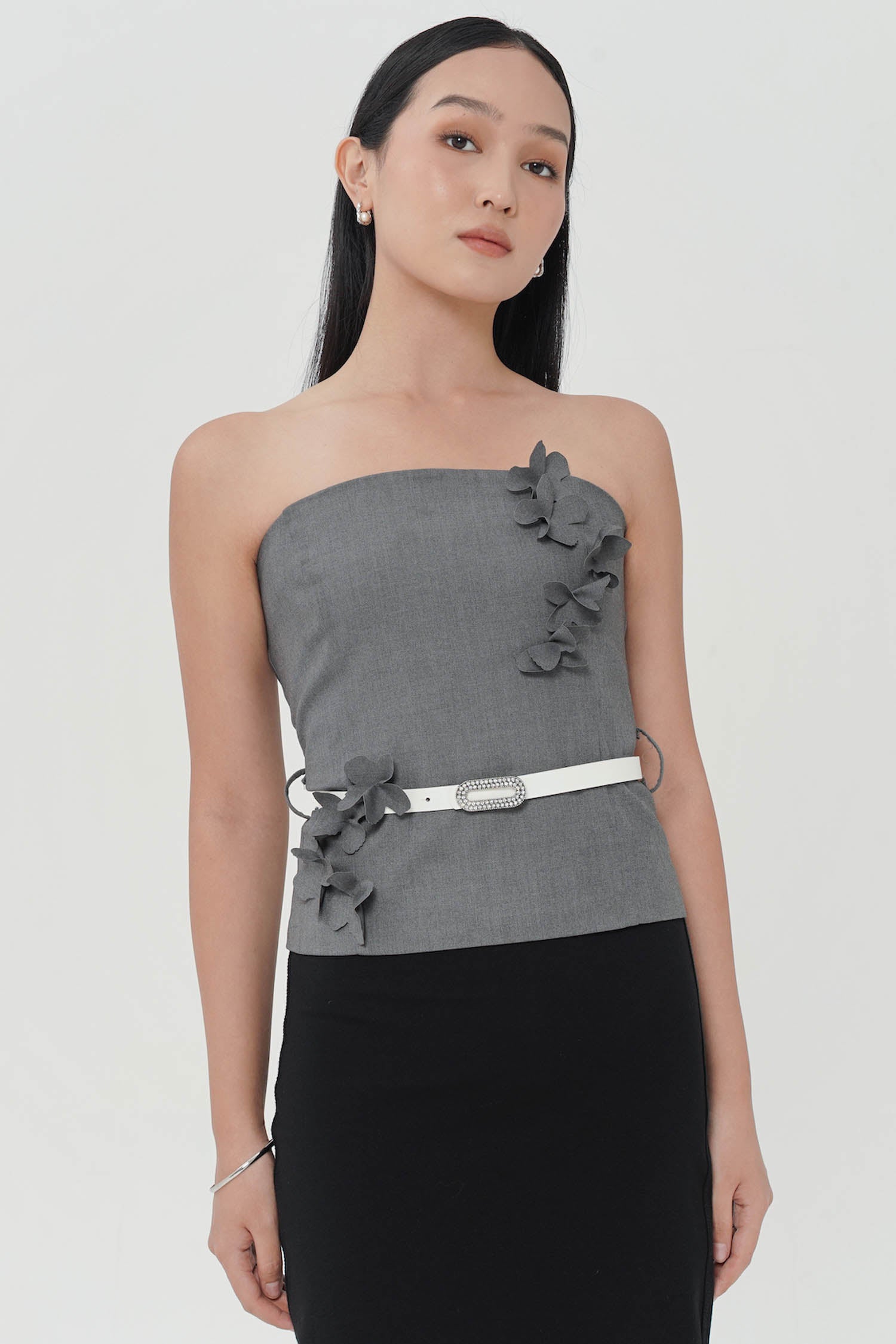 Lunette Embellished Tube Top In Grey