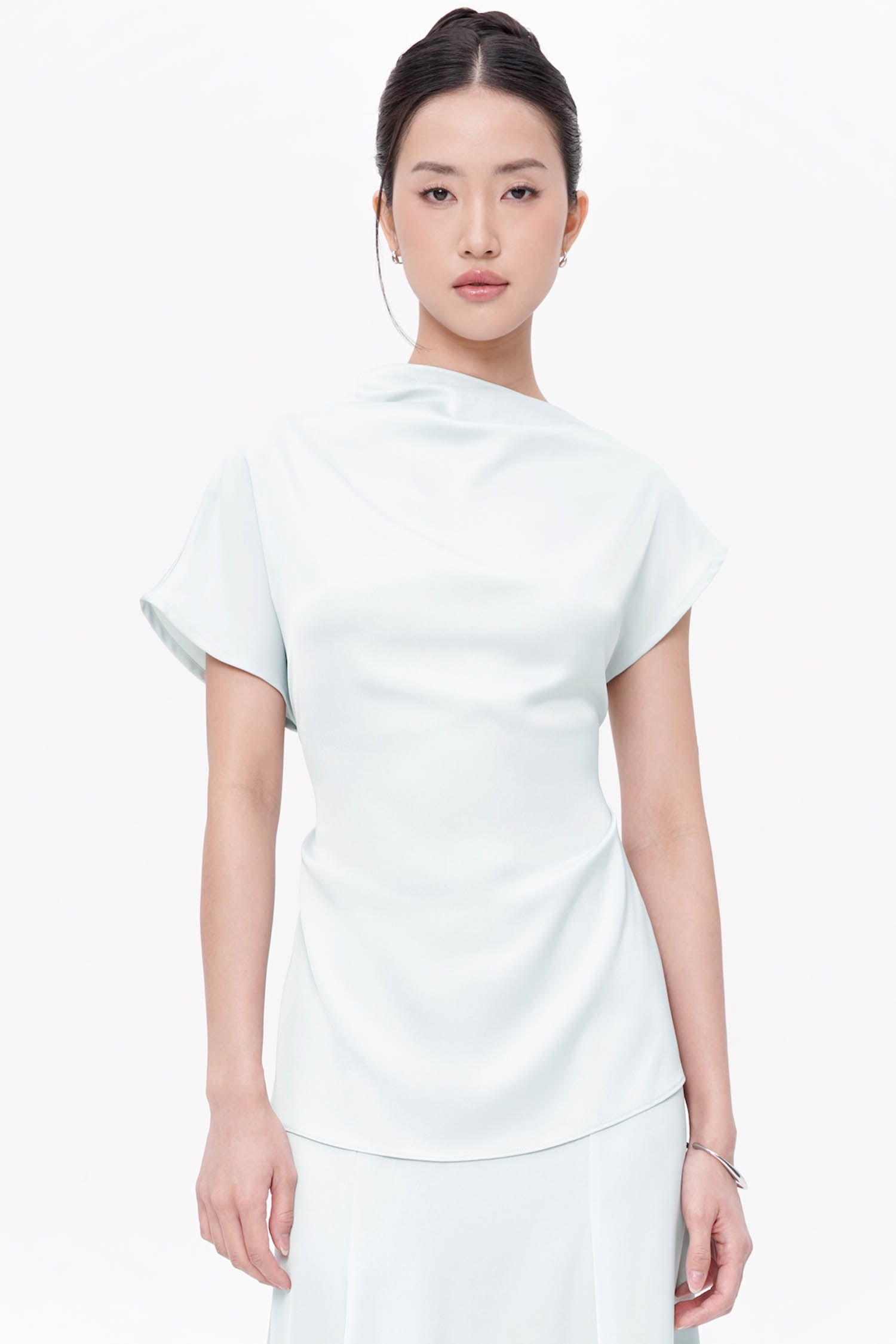 Salomi Drape Blouse In Mint