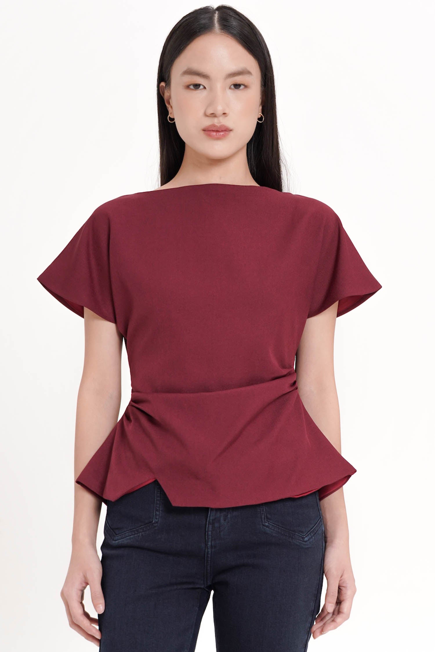 Sennan Cinched Top In Maroon