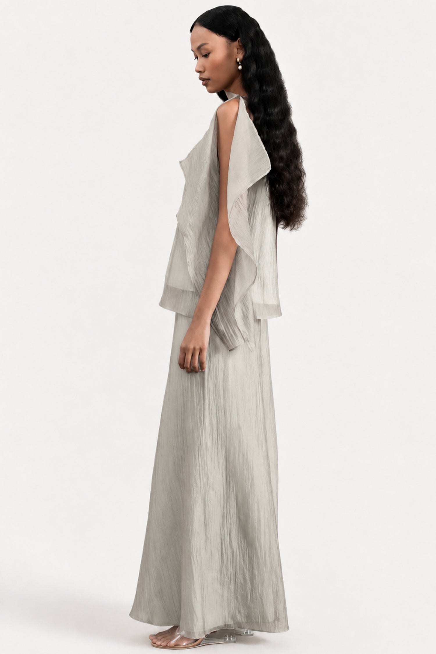 Jire Translucent Two-piece Top In Dusty Sage
