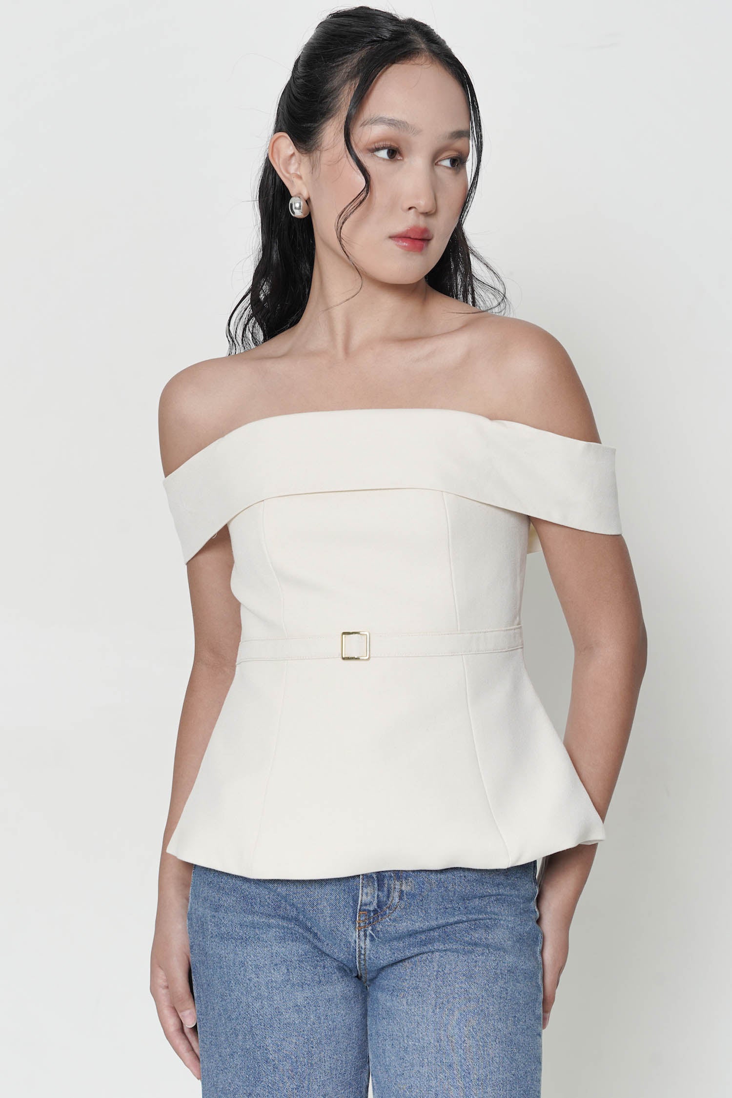 Styx Off-Shoulder Top In Creme (1 LEFT)