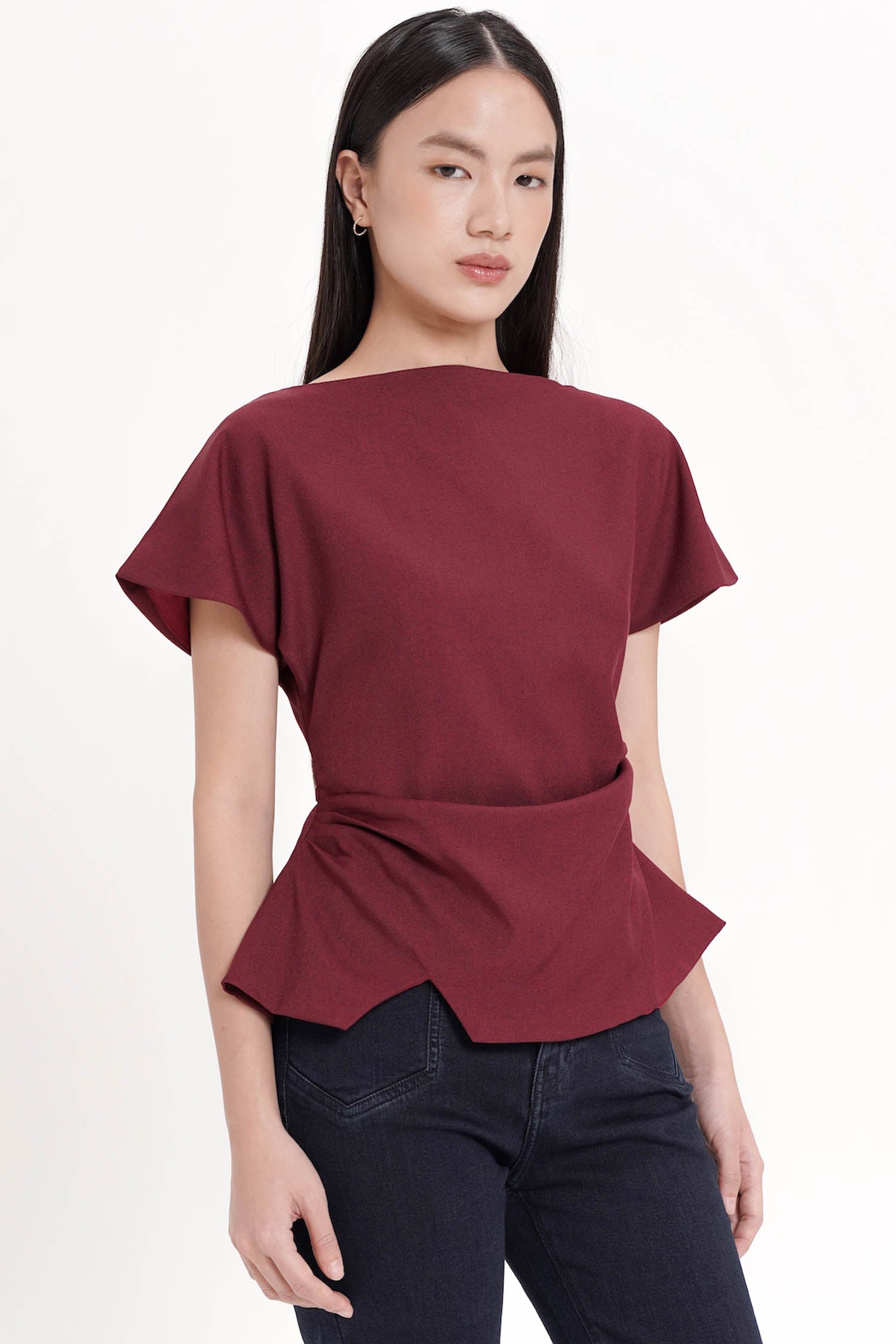 Sennan Cinched Top In Maroon