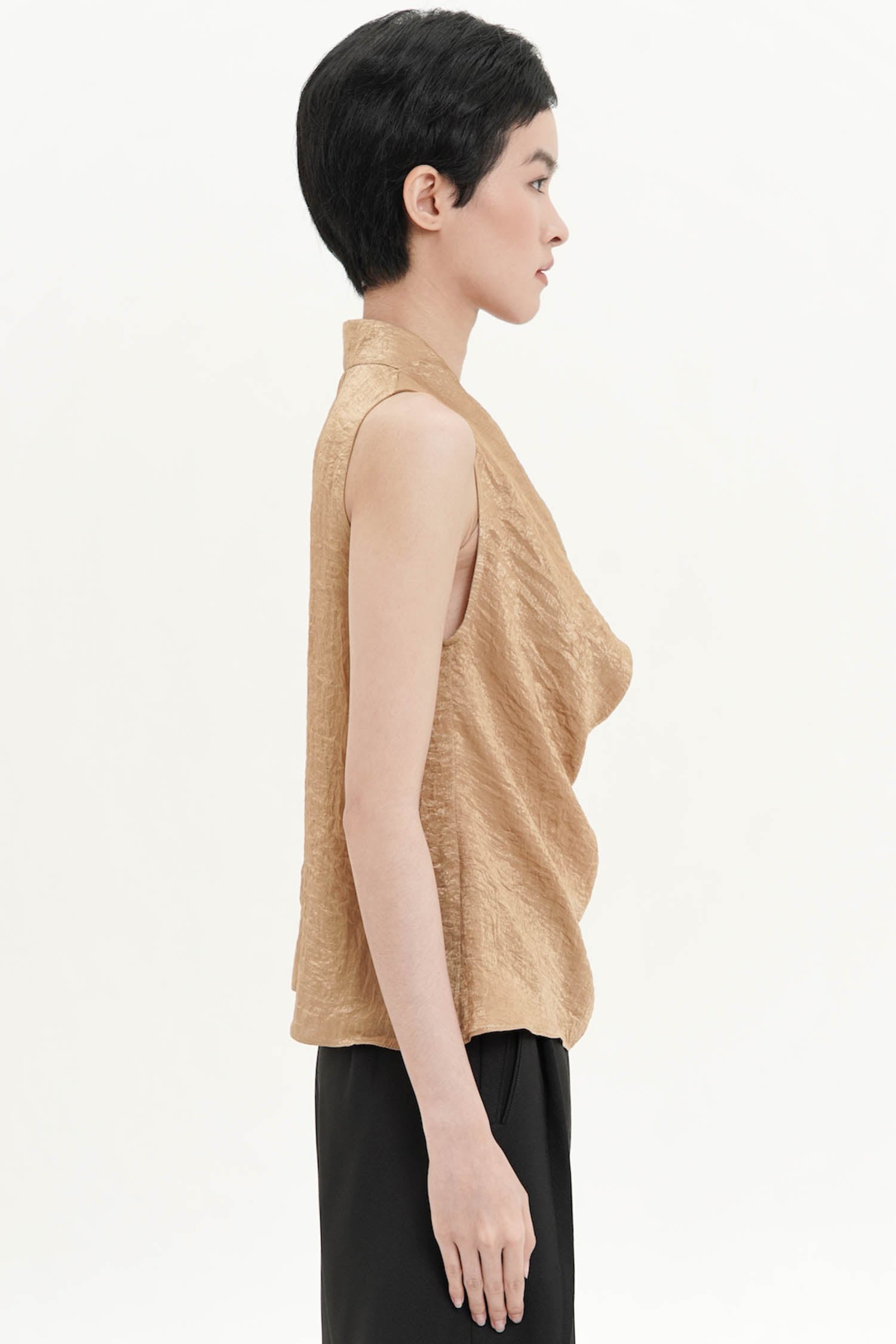 Valencia Halter Drape Top In Mustard