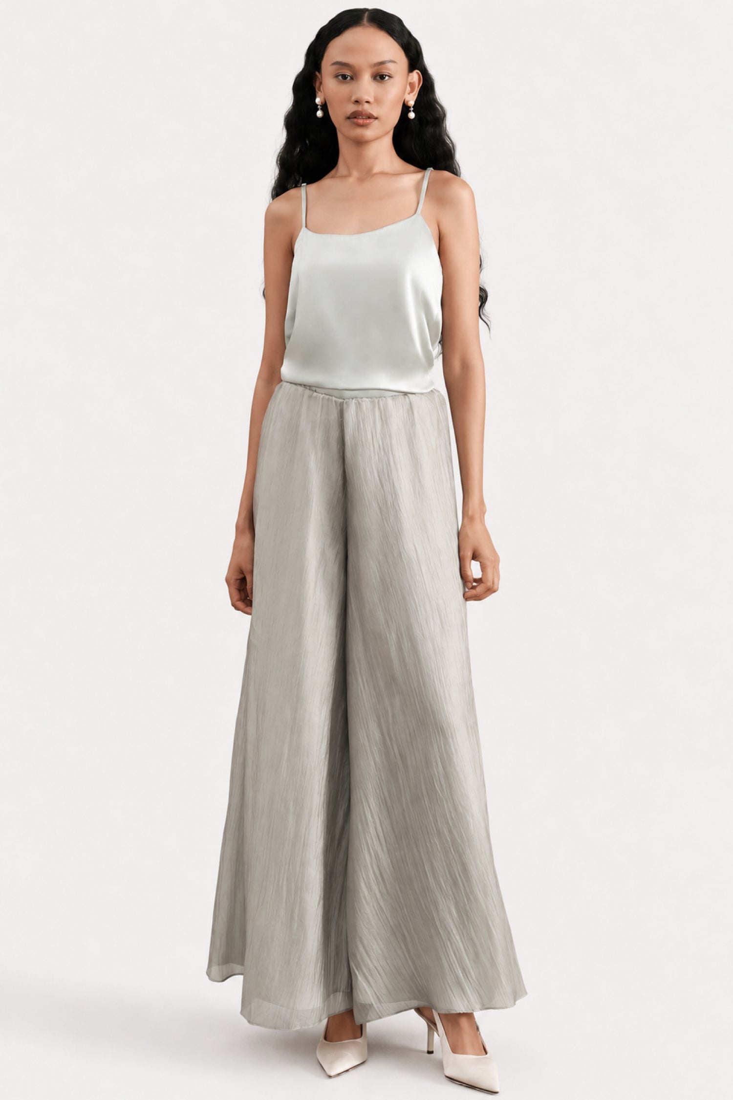 Jire Translucent Trousers In Dusty Sage