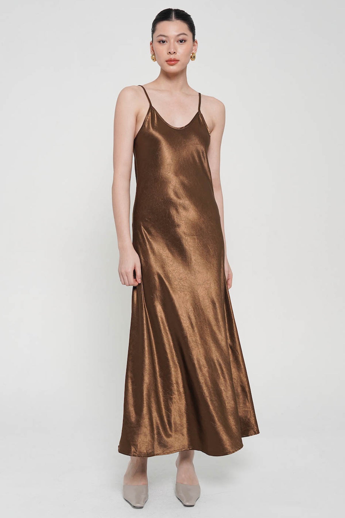 Soren Slip Dress In Brown