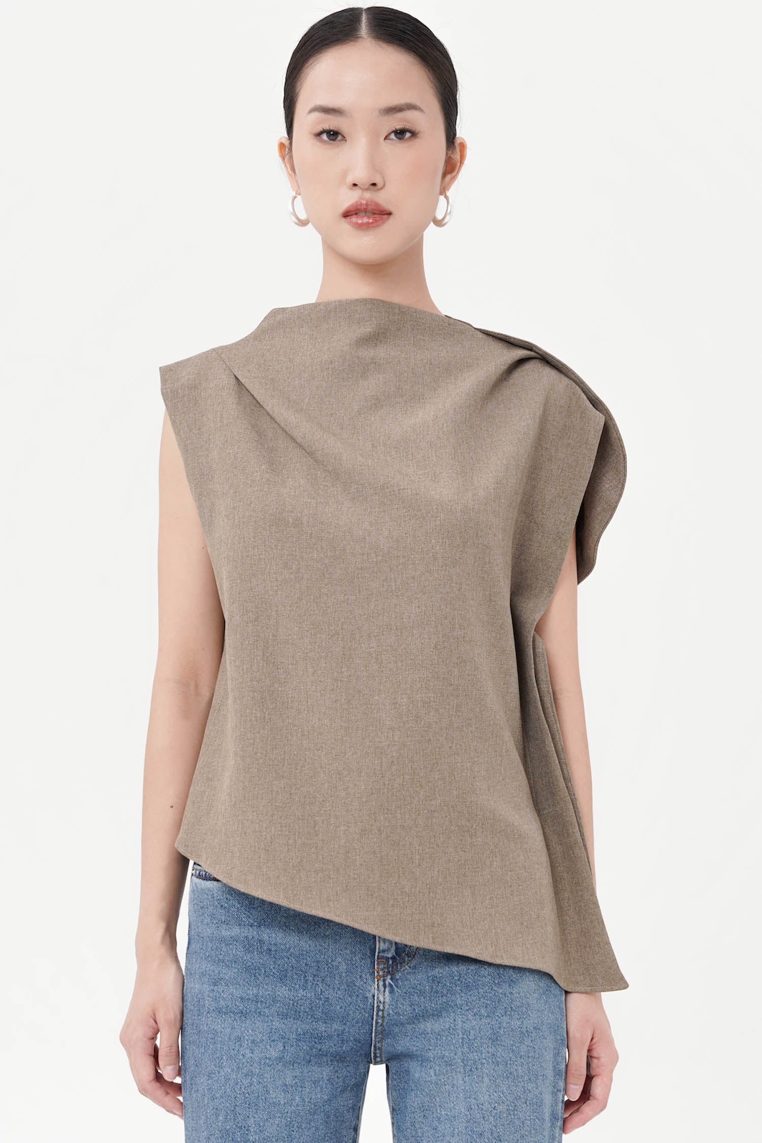 Neuf Asymmetrical Top In Ash Brown