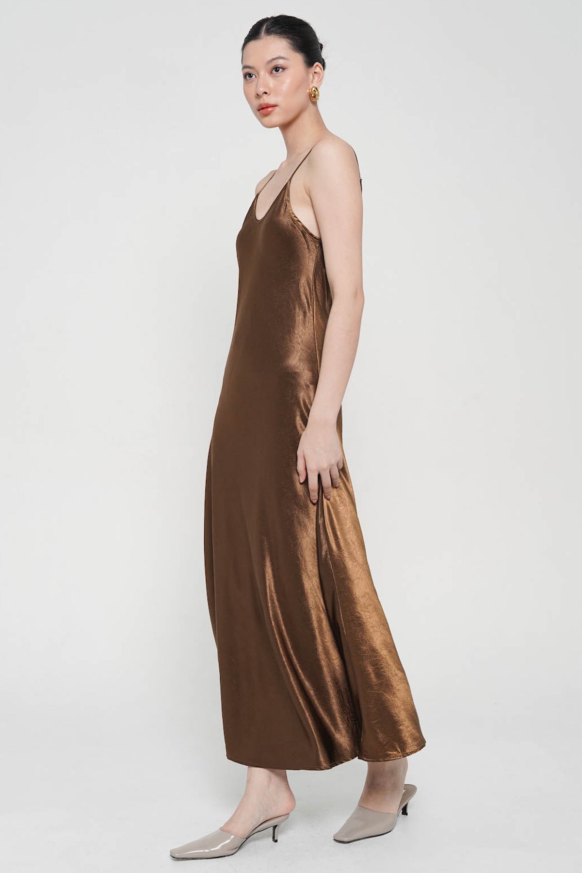 Soren Slip Dress In Brown