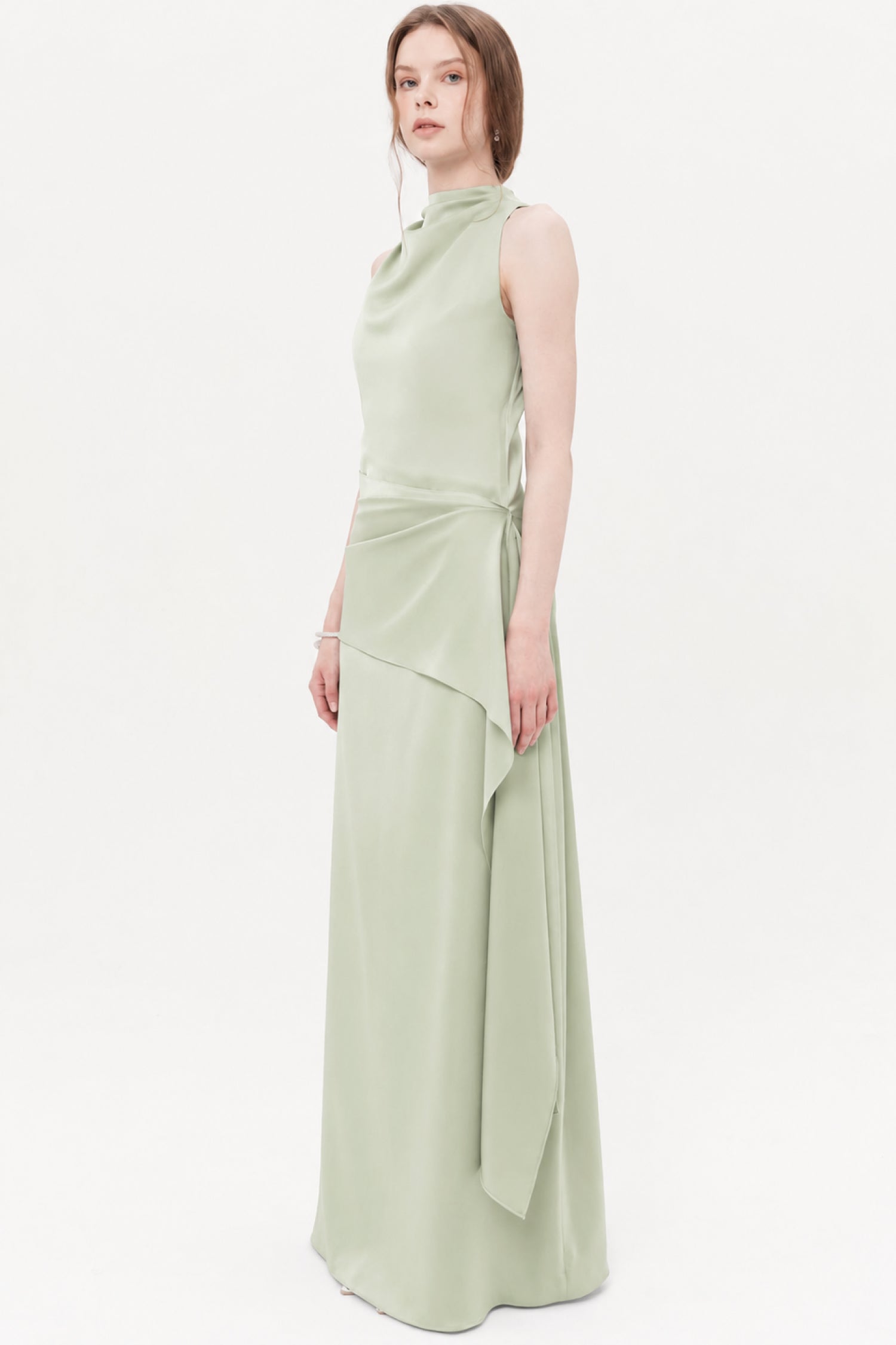 Ariselle Maxi Drape Dress In Sage