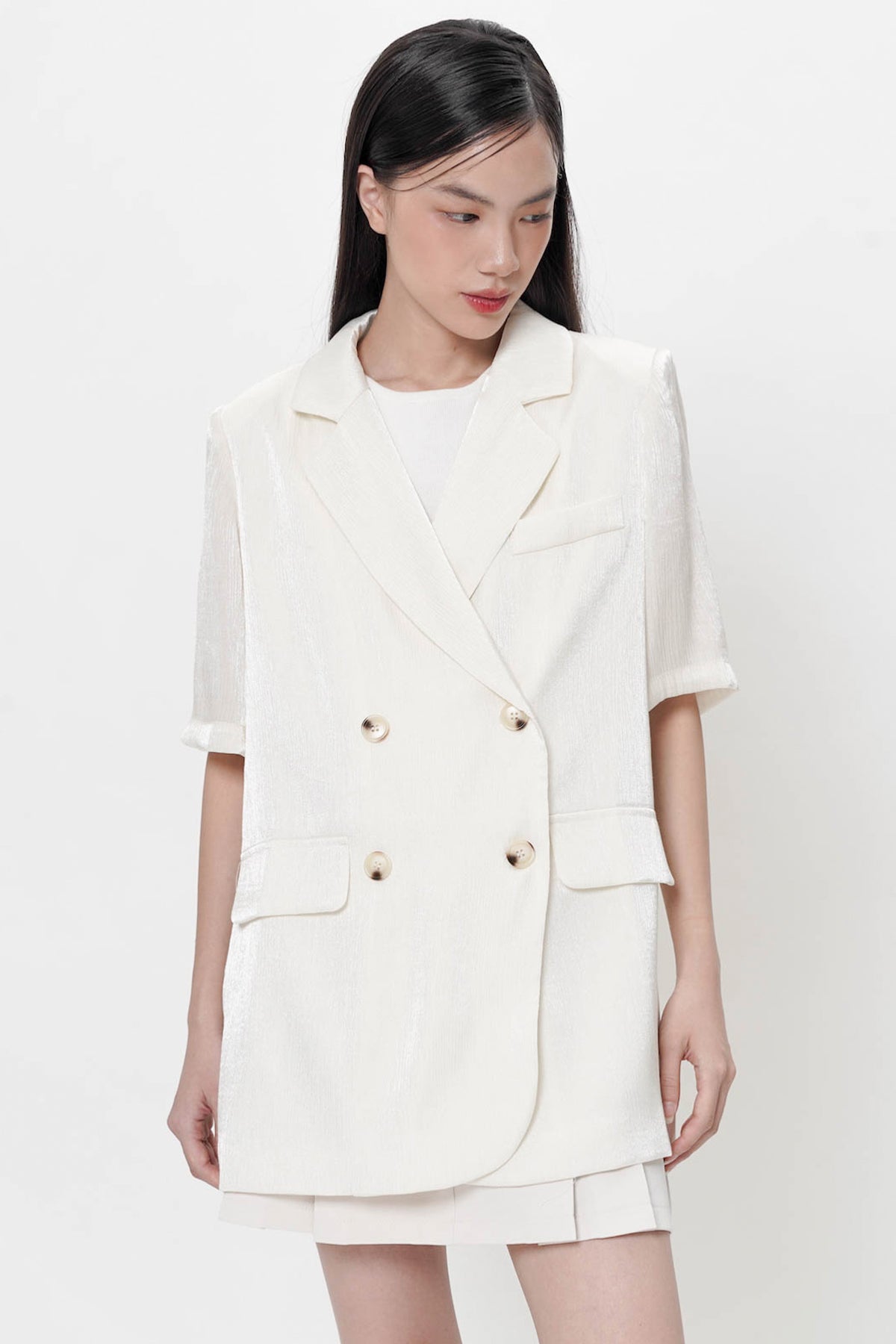 Denisa Blazer In White (FEW LEFT)