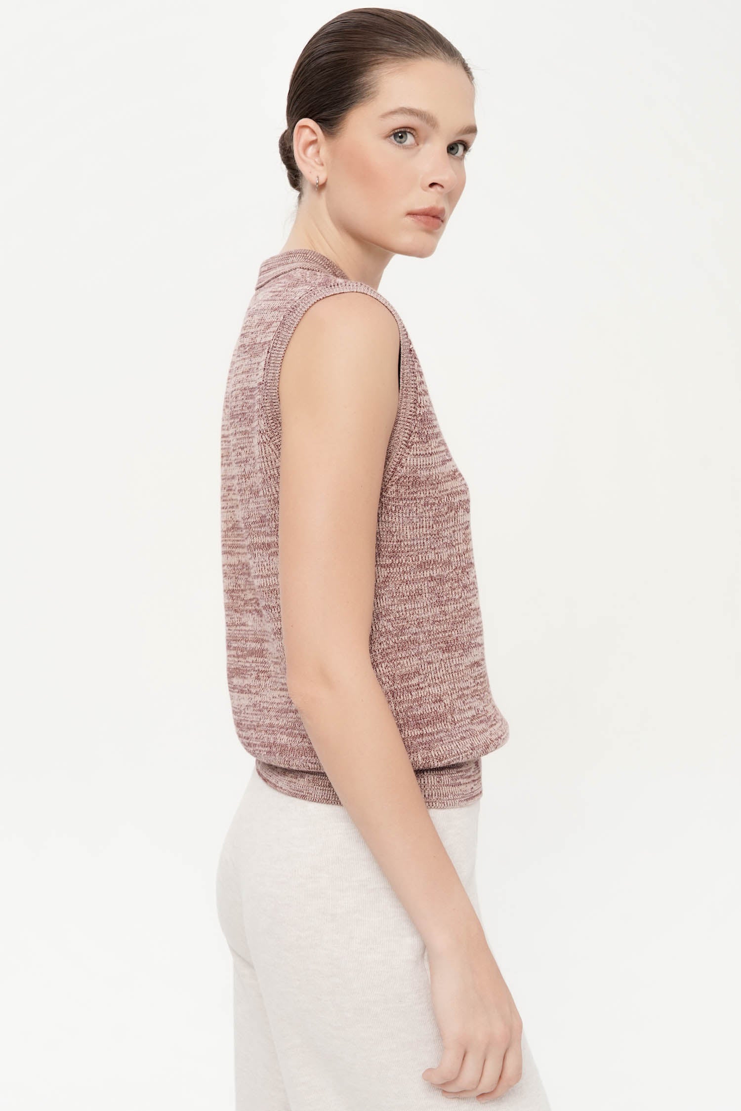 Perse Vest In Maroon