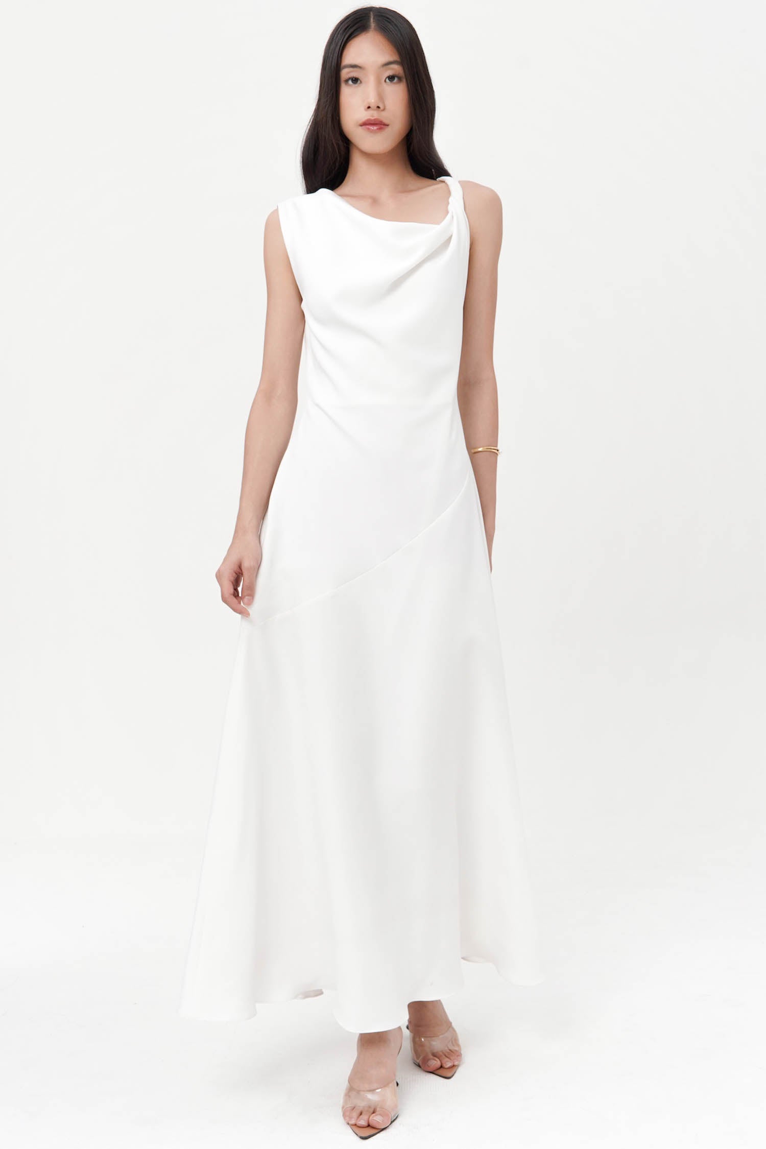 Bronya Greek Twist Dress In Broken White