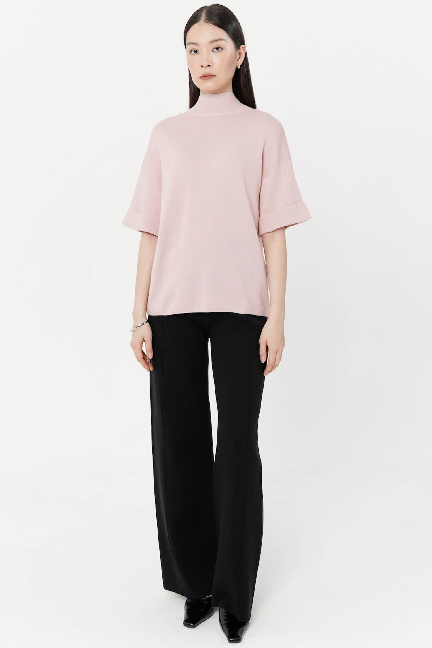 Kyran Oversized Scarf Knit Top In Baby Pink
