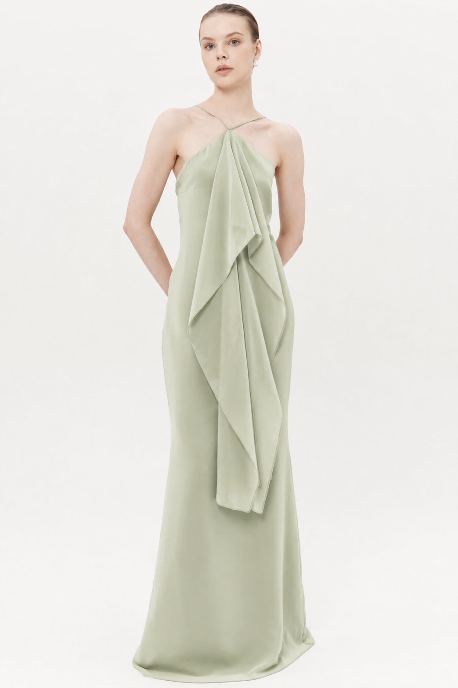 Elsin Maxi Halter Dress In Sage