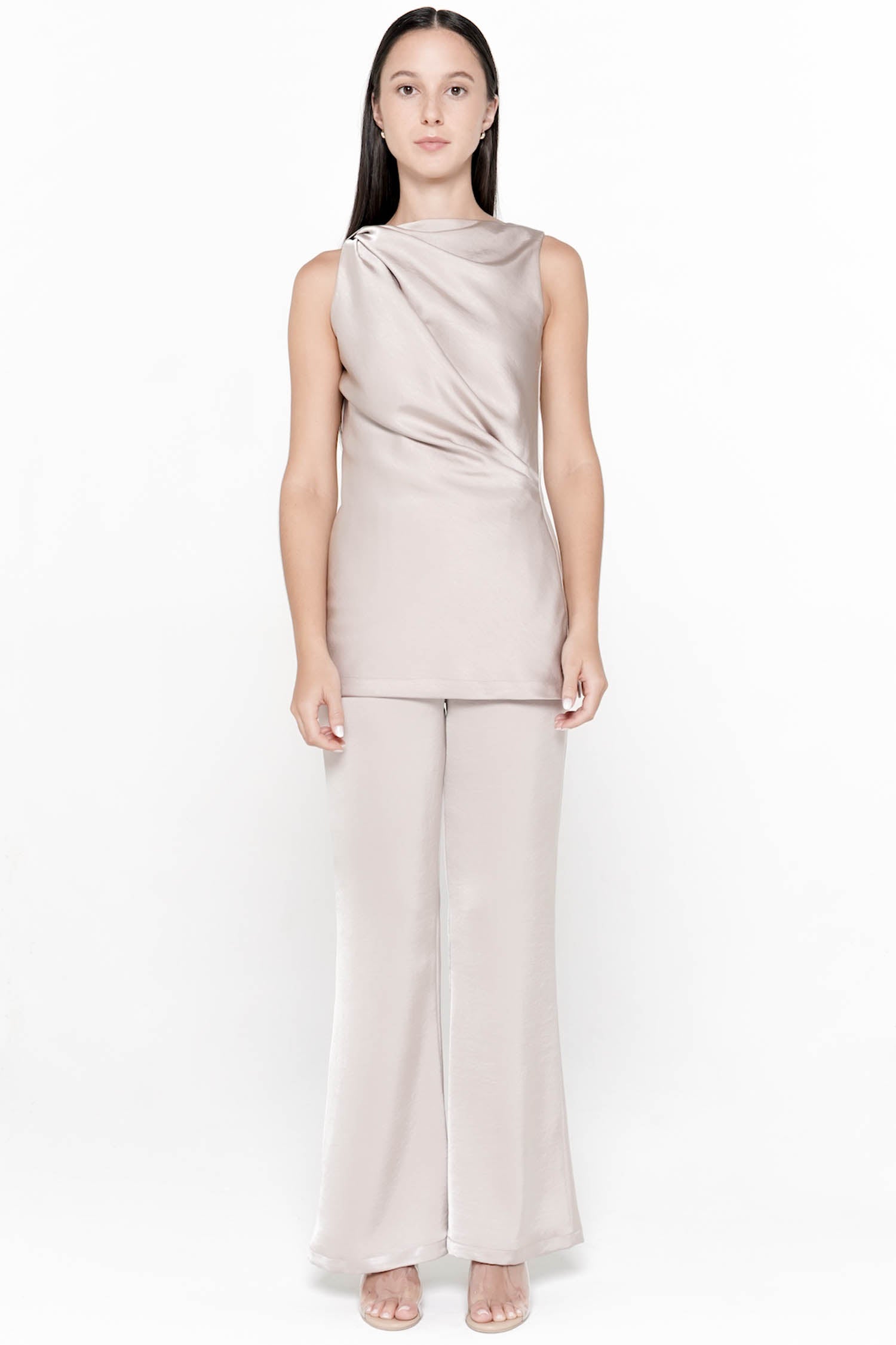 Serena Drape Top In Etoupe