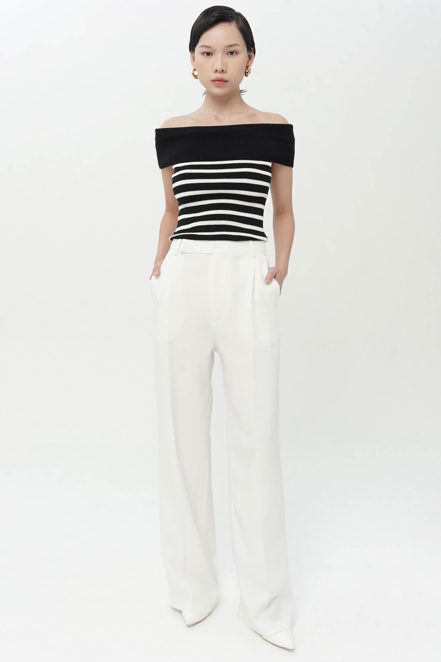 Khaite Wideleg Trouser In White