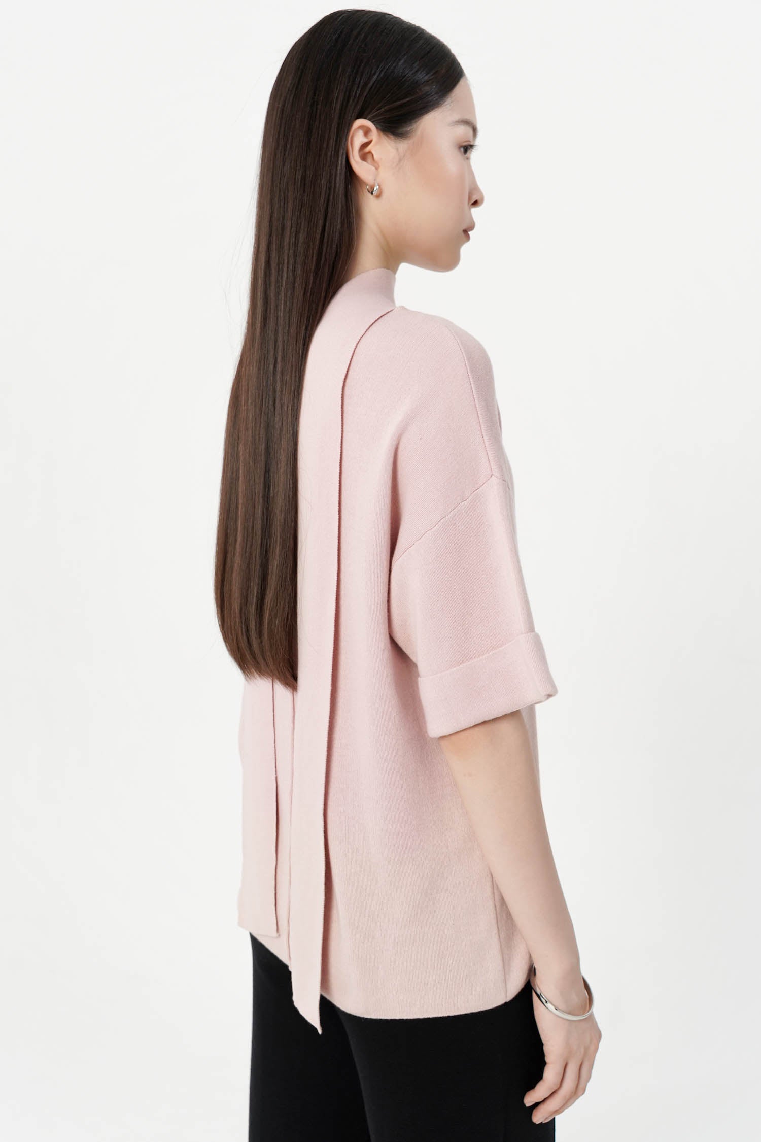 Kyran Oversized Scarf Knit Top In Baby Pink