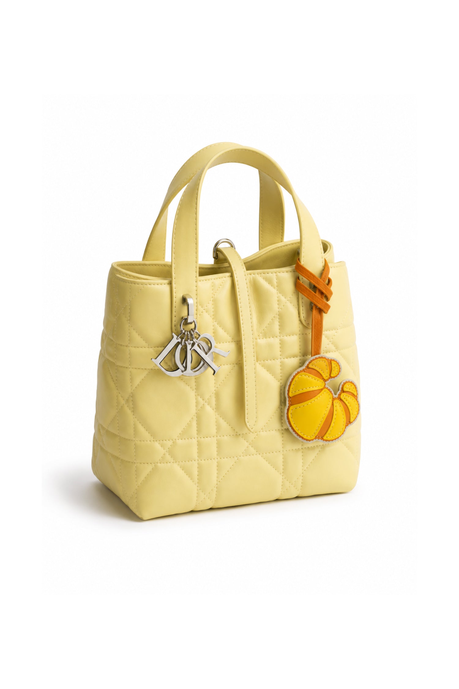 Maison Croissant Leather Charm In Butter