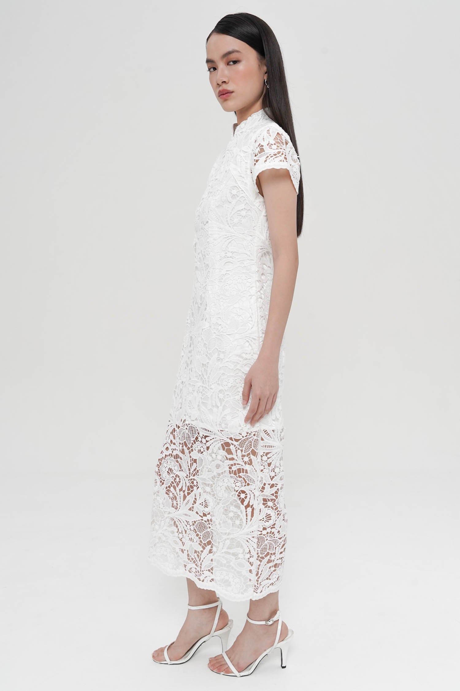 Nongli Cheongsam Midi Dress In Broken White