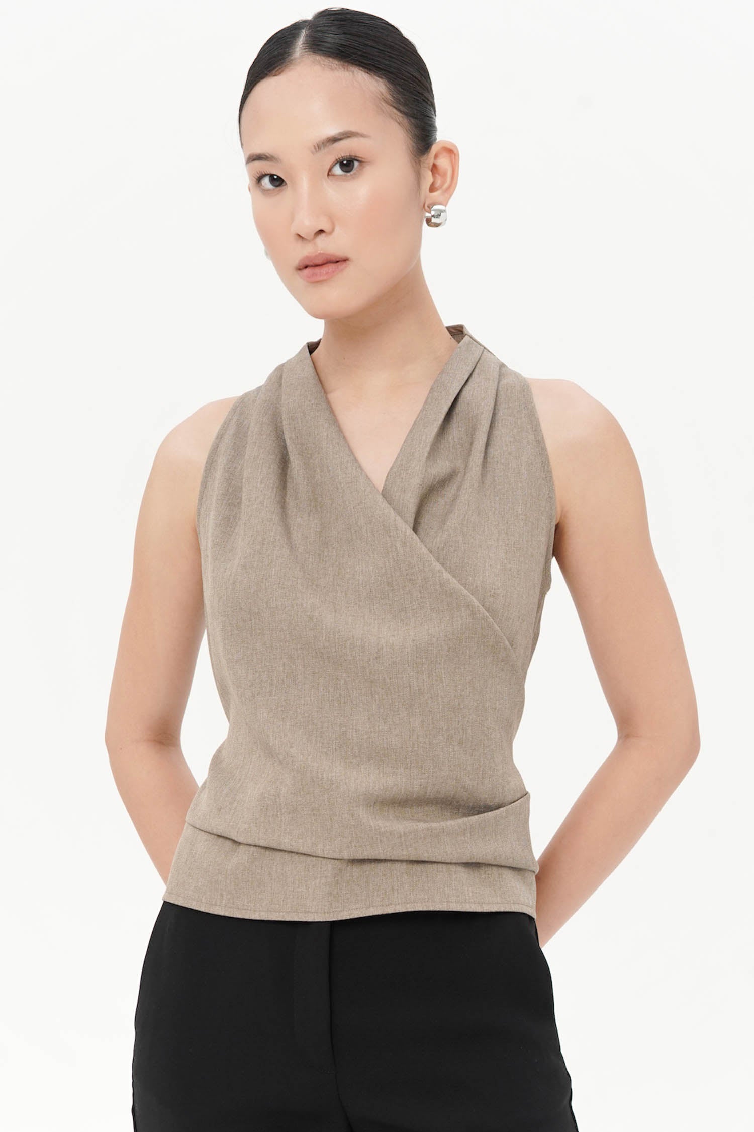 Pine Wrap Top In Ash Brown