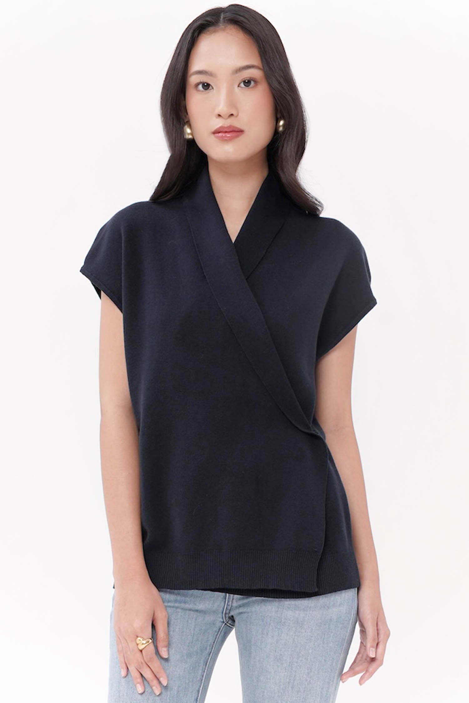 Eira Wrap Top In Navy