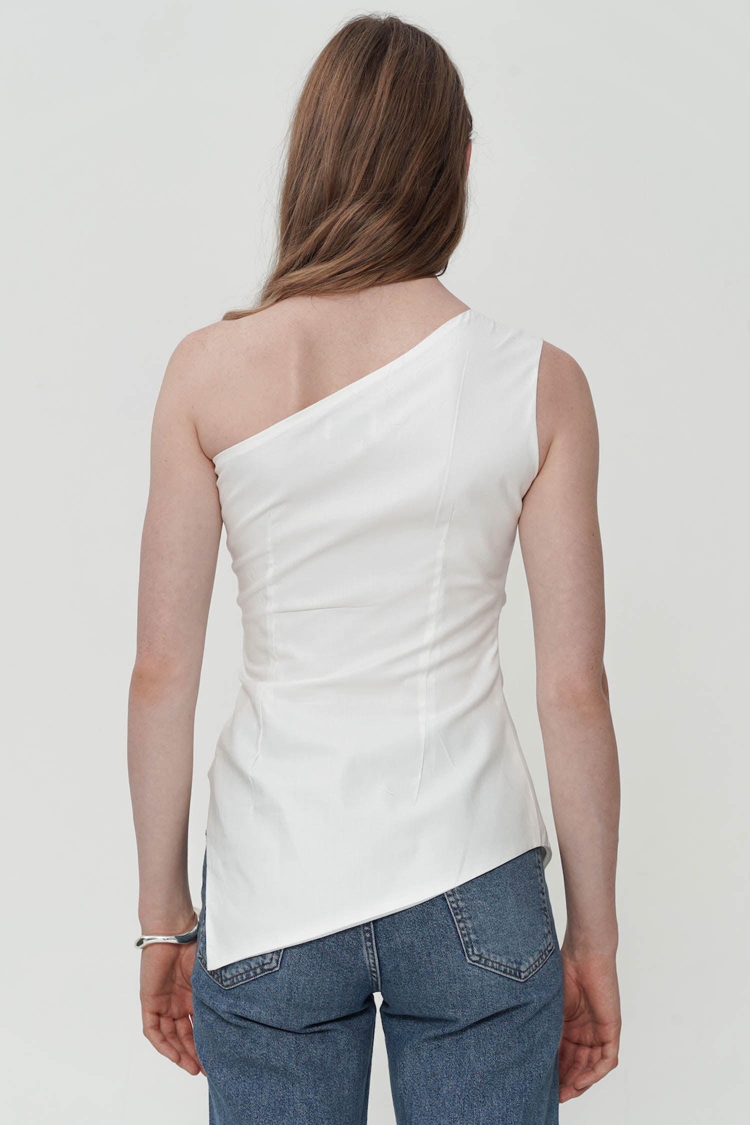 Zari One-Shoulder Top In Broken White