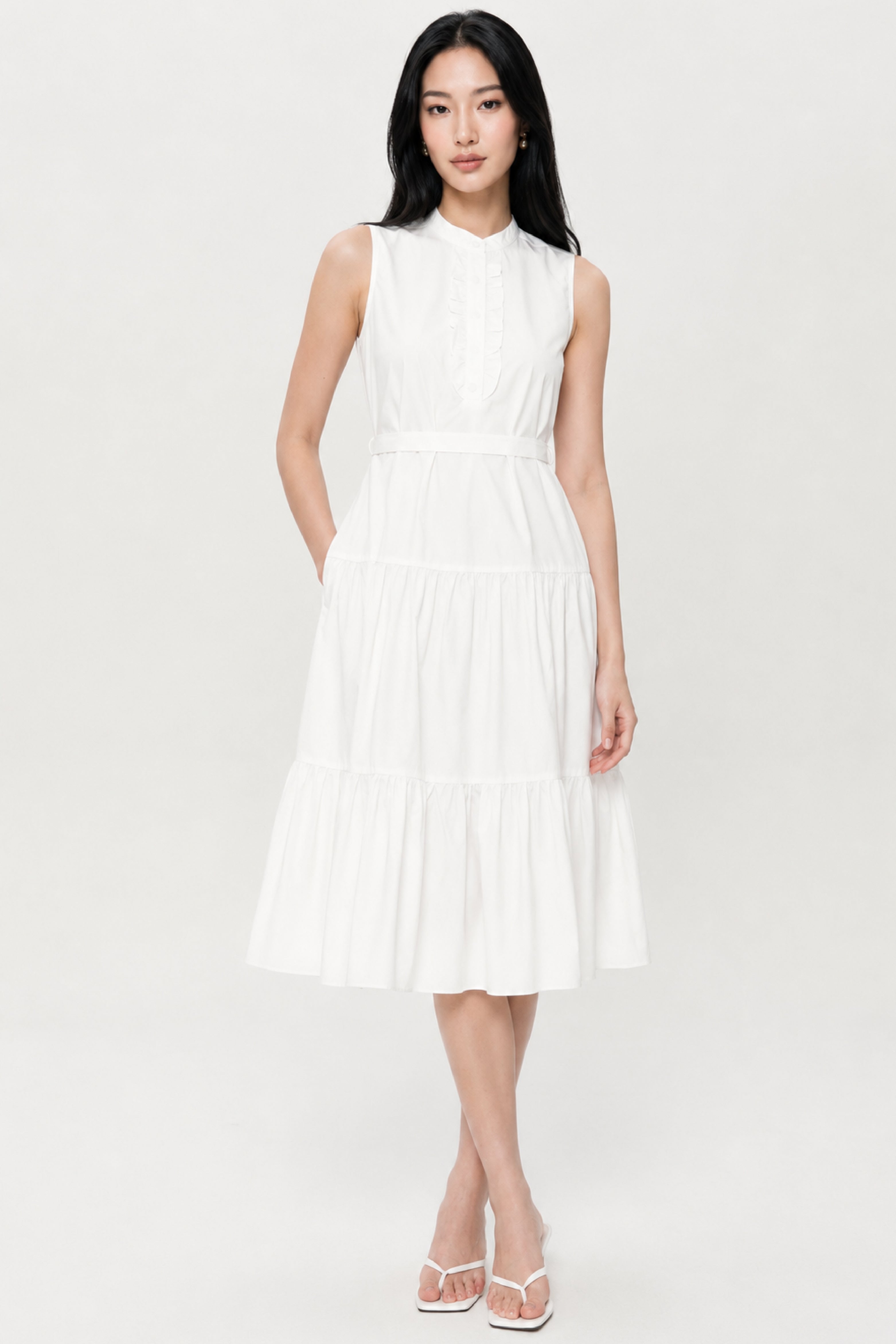 Belle Ruffle Dress In Broken White