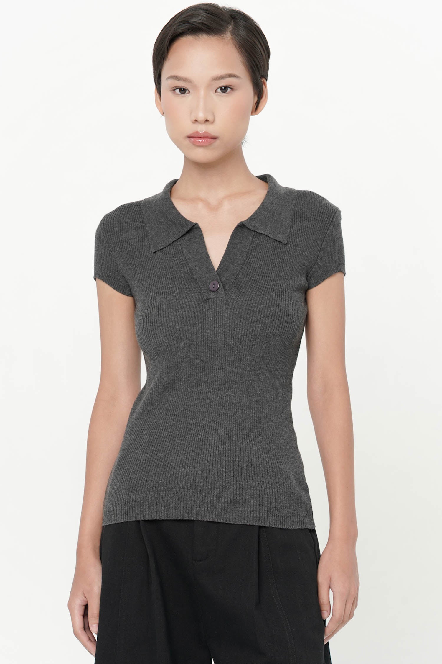 Sabine Knit Top In Dark Grey