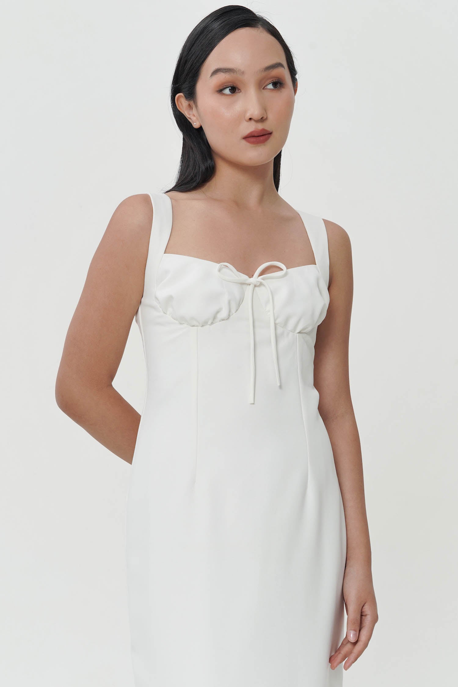 Bateau Midi Dress In Broken White (2 LEFT)