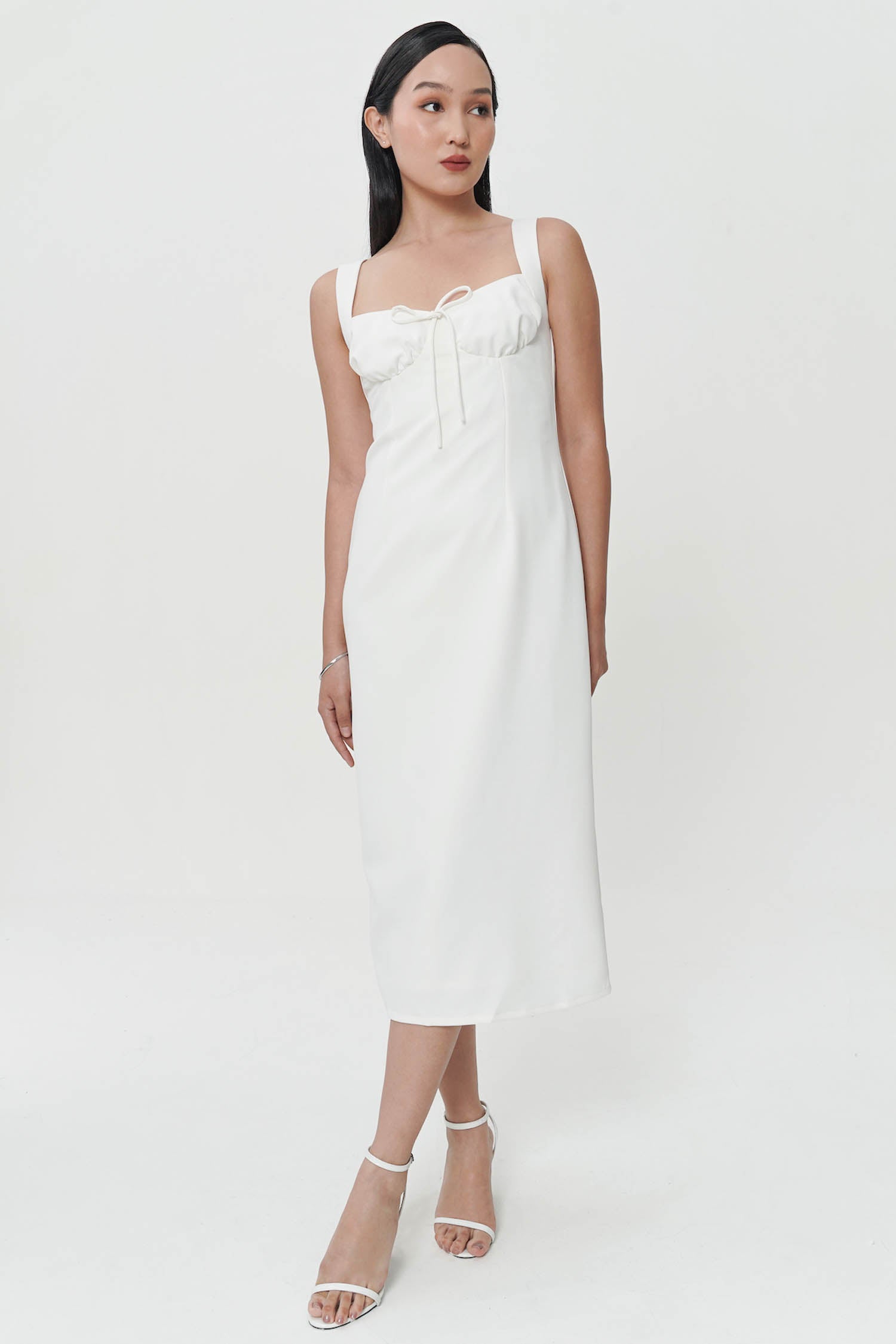 Bateau Midi Dress In Broken White