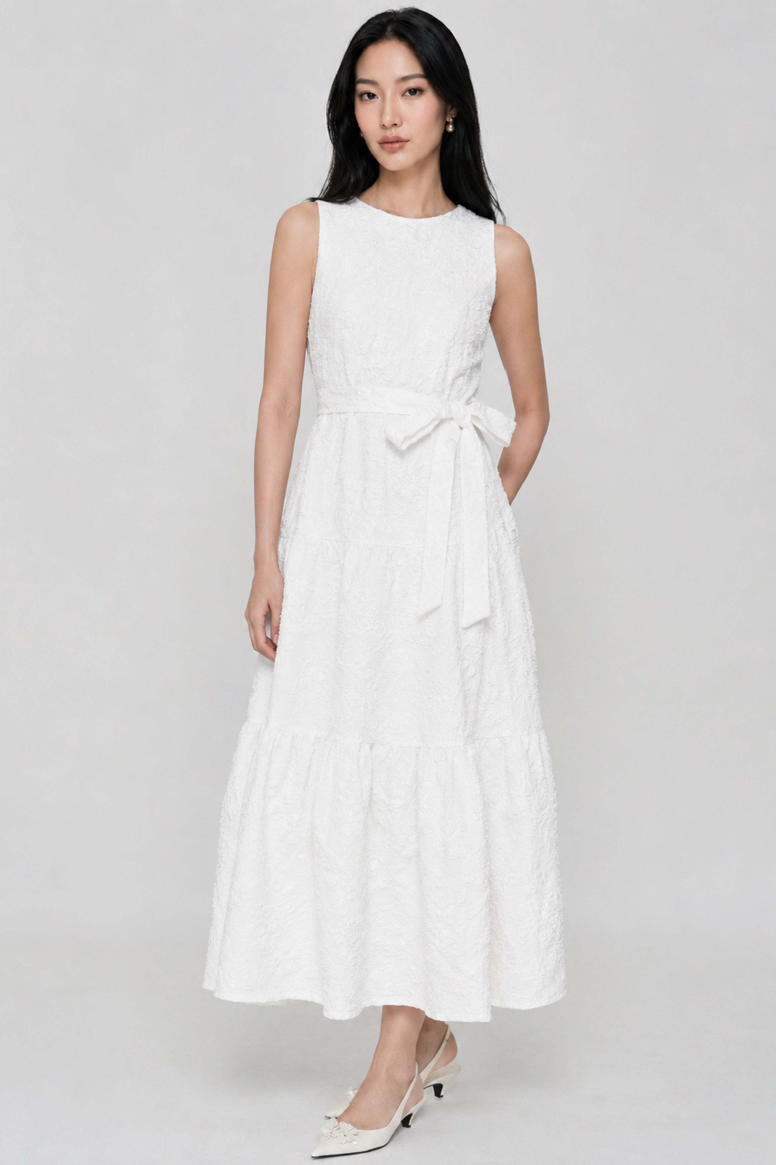 Debbie Jacquard Dress In Broken White (S LEFT)