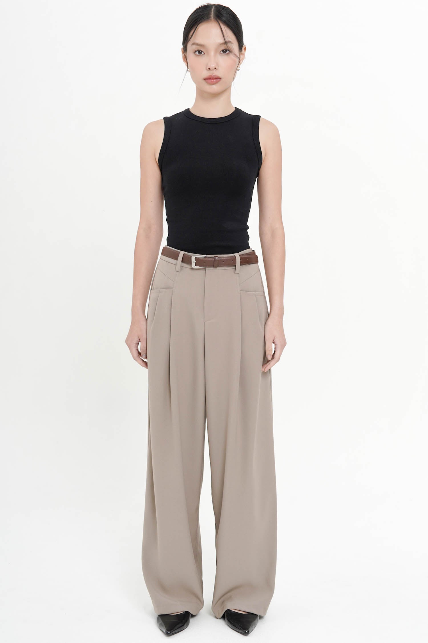 Sermon High-Waist Flare Trouser In Taupe