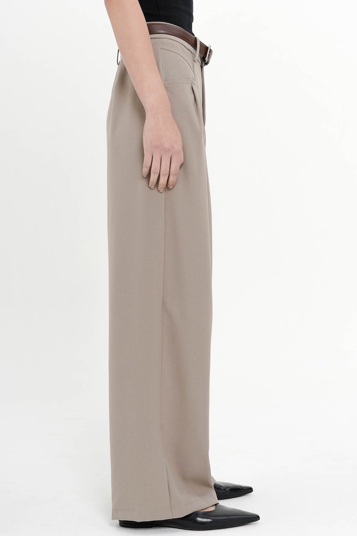 Sermon High-Waist Flare Trouser In Taupe